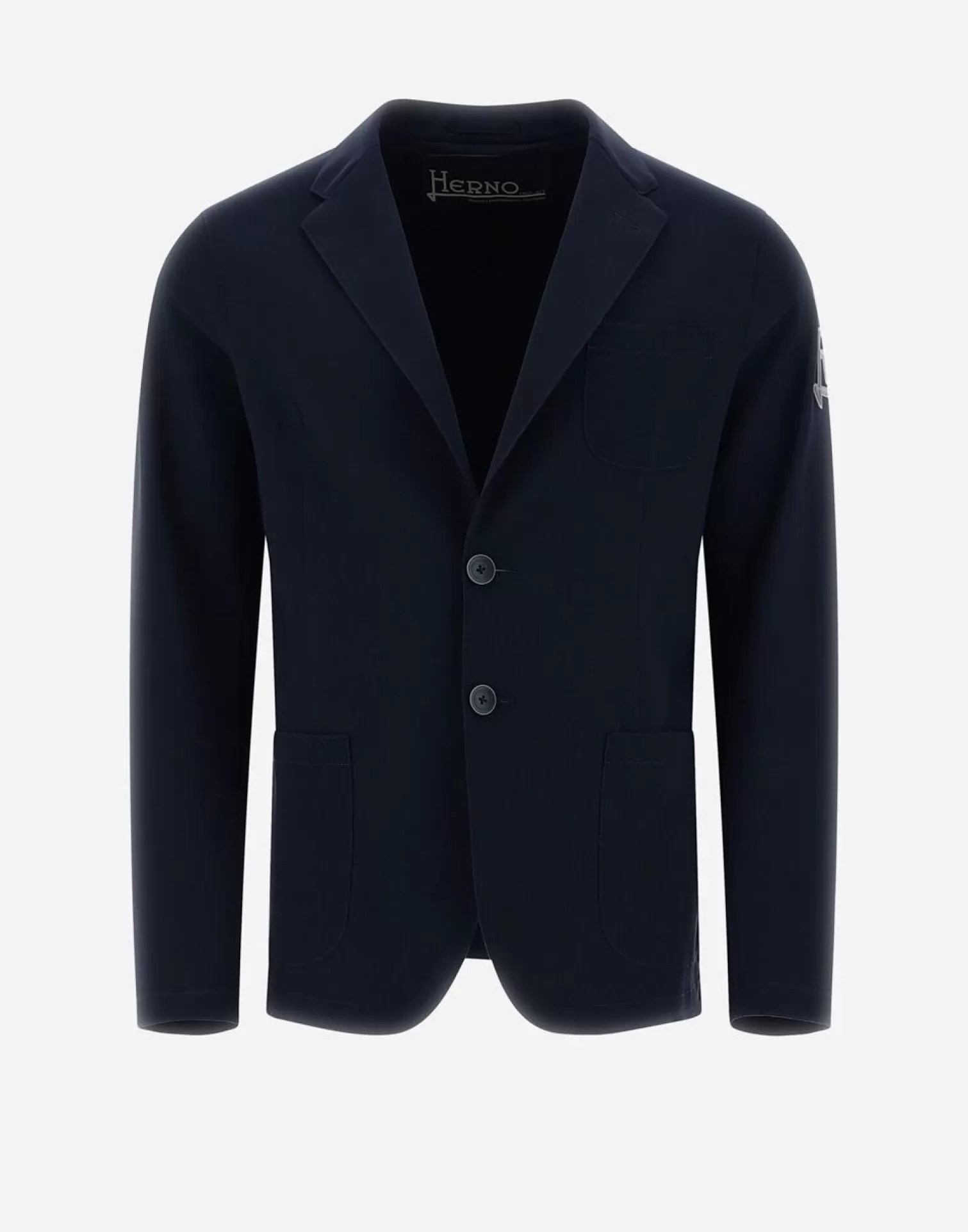 Herno Blazers>Blazer In Non-Washed Light Scuba Navy Blue