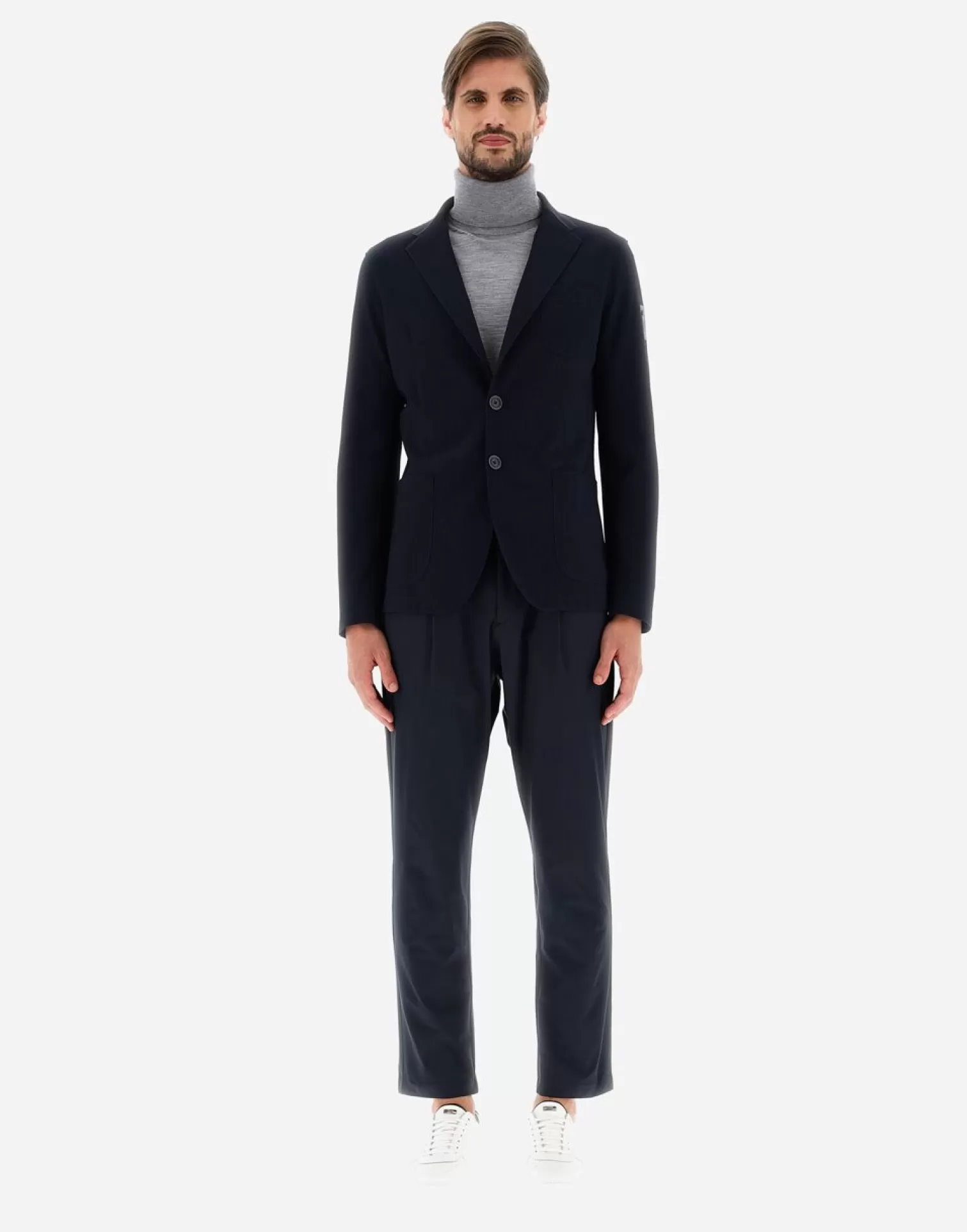 Herno Blazers>Blazer In Non-Washed Light Scuba Navy Blue