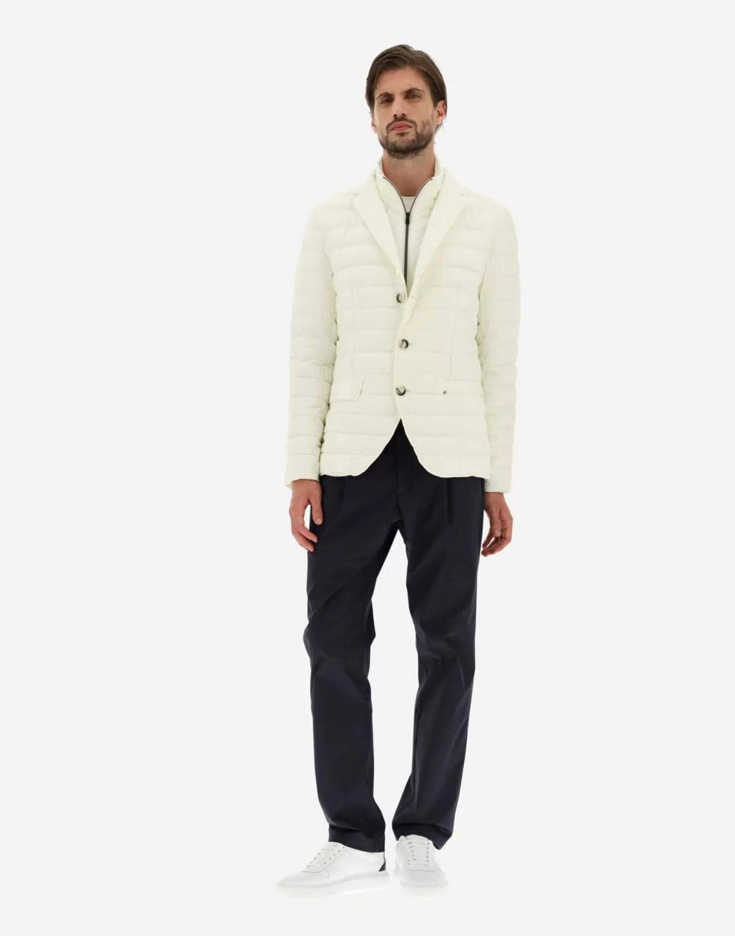 Herno Doudounes Courtes>Blazer In Nuage With Monogram Detailing White