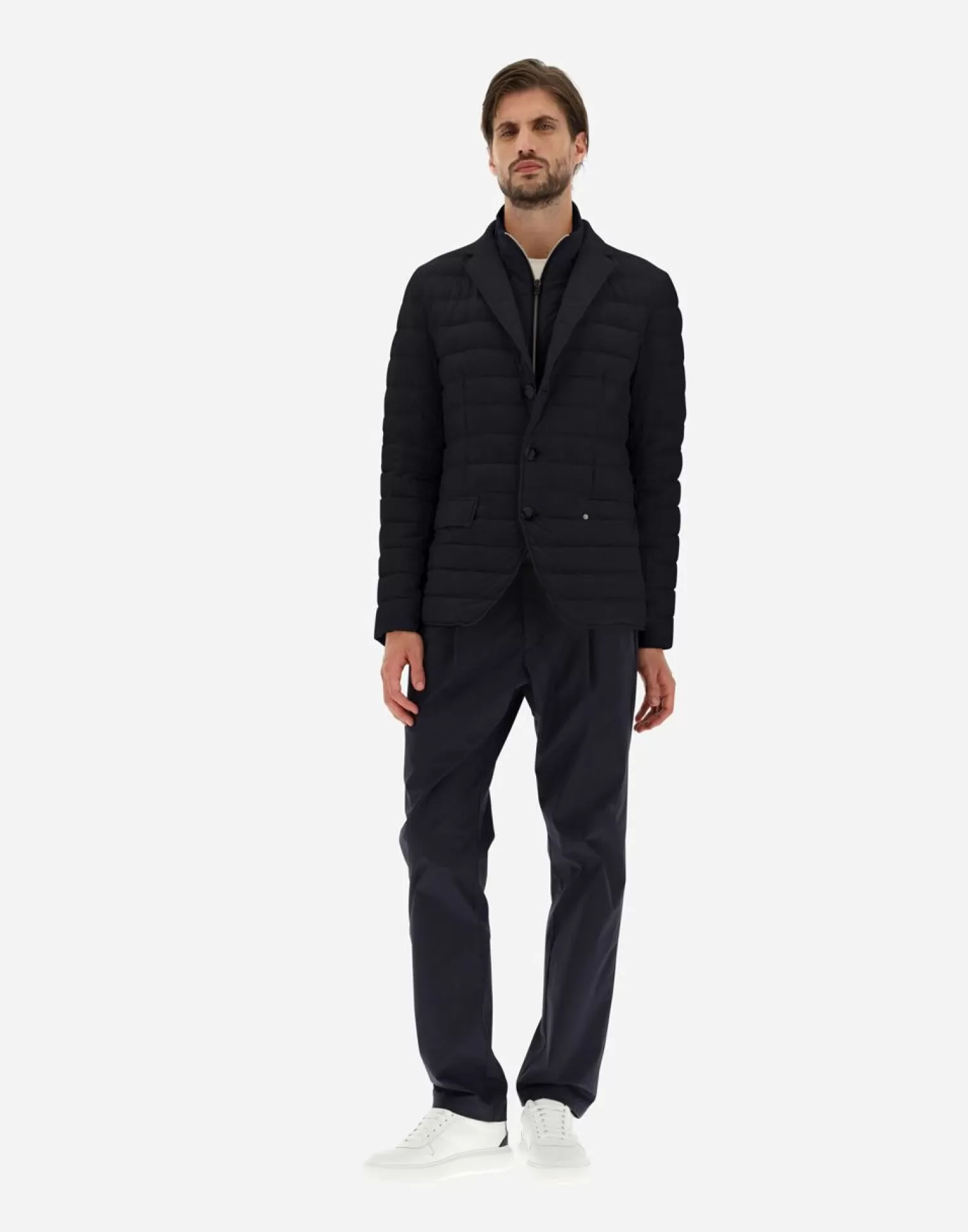 Herno Doudounes Courtes>Blazer In Nuage With Monogram Detailing Navy Blue