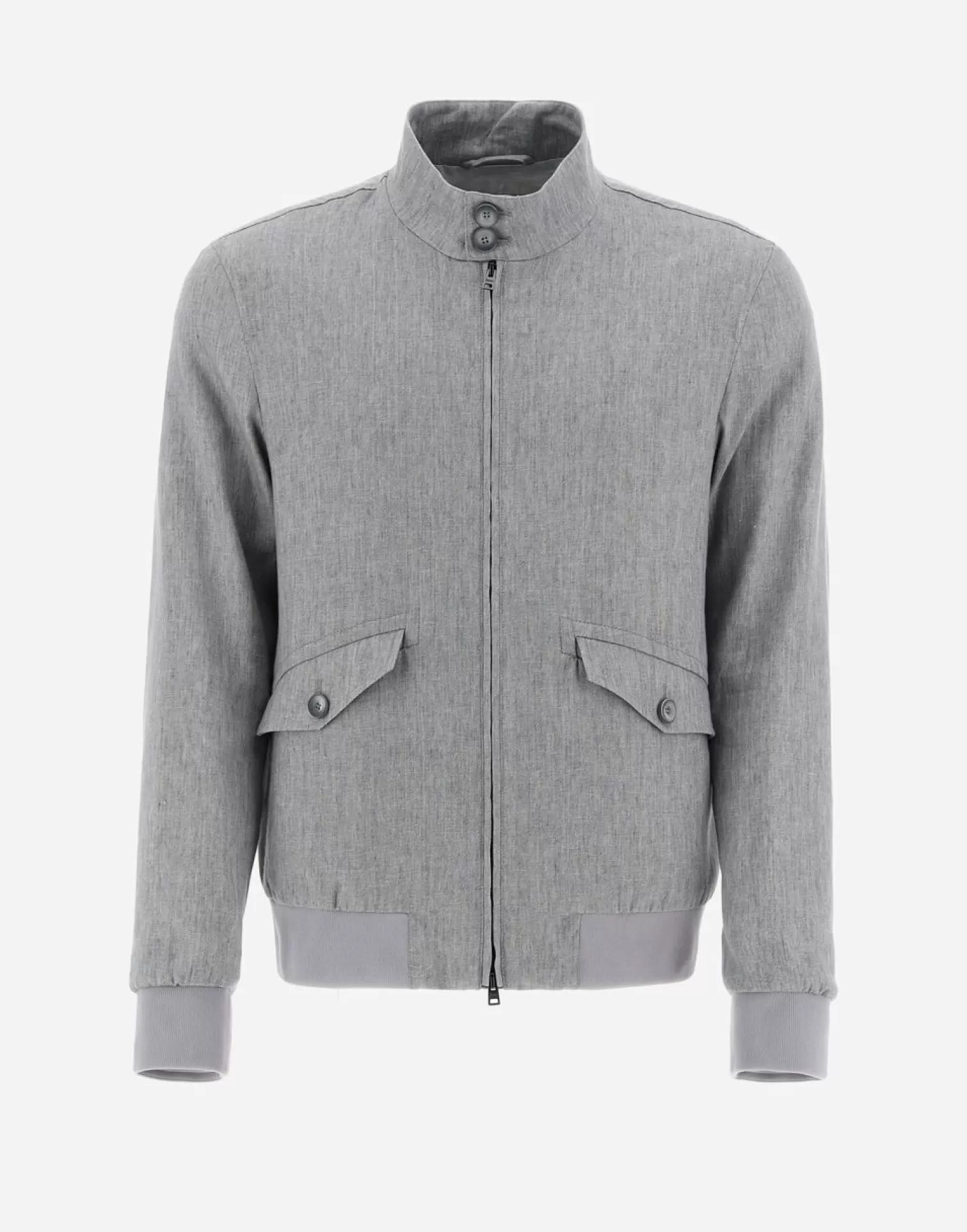 Herno Bomber>Bomber Jacket In Classy Linen Light Grey