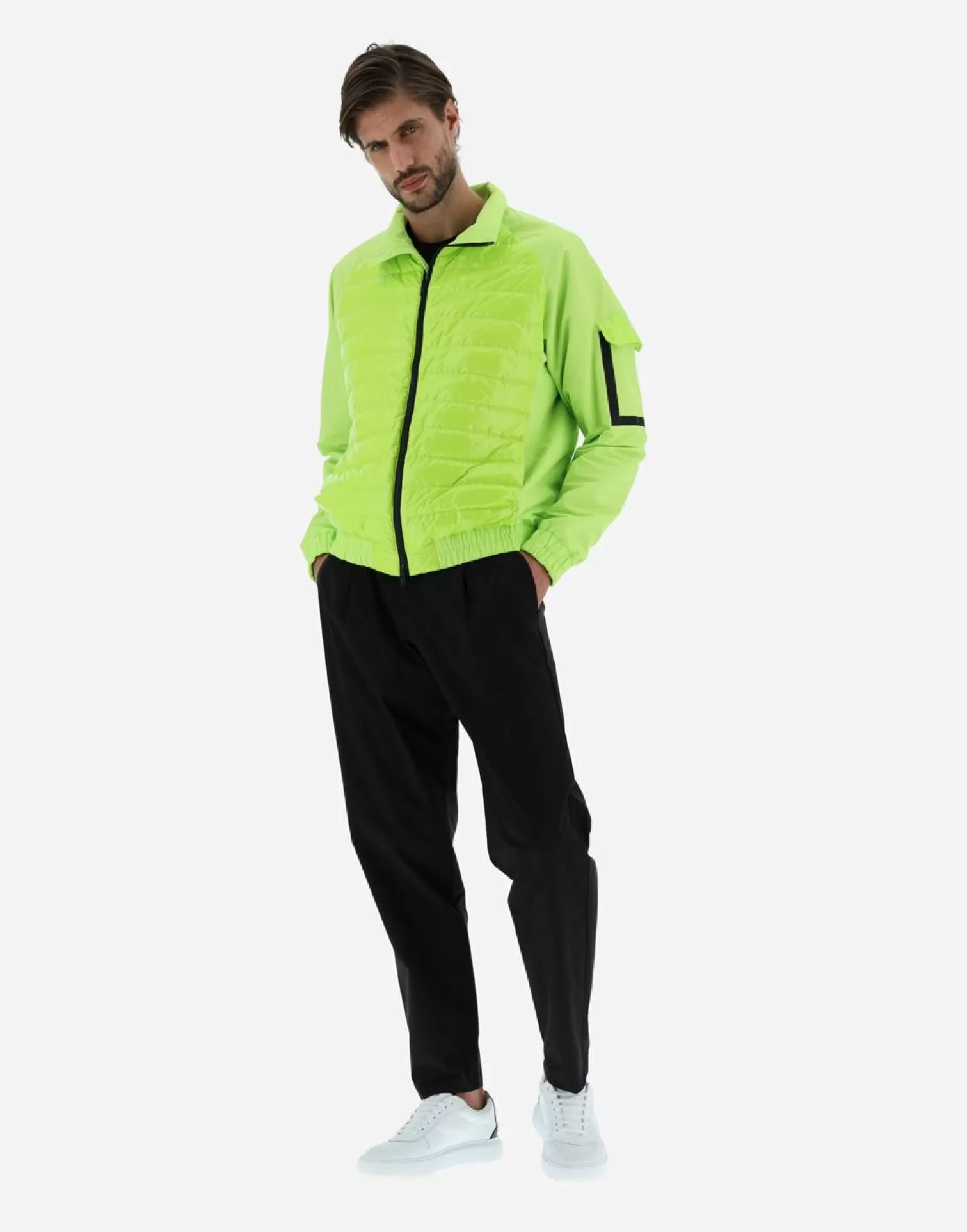 Herno Doudounes Courtes>Bomber Jacket In Gloss & Plaster Neon Yellow