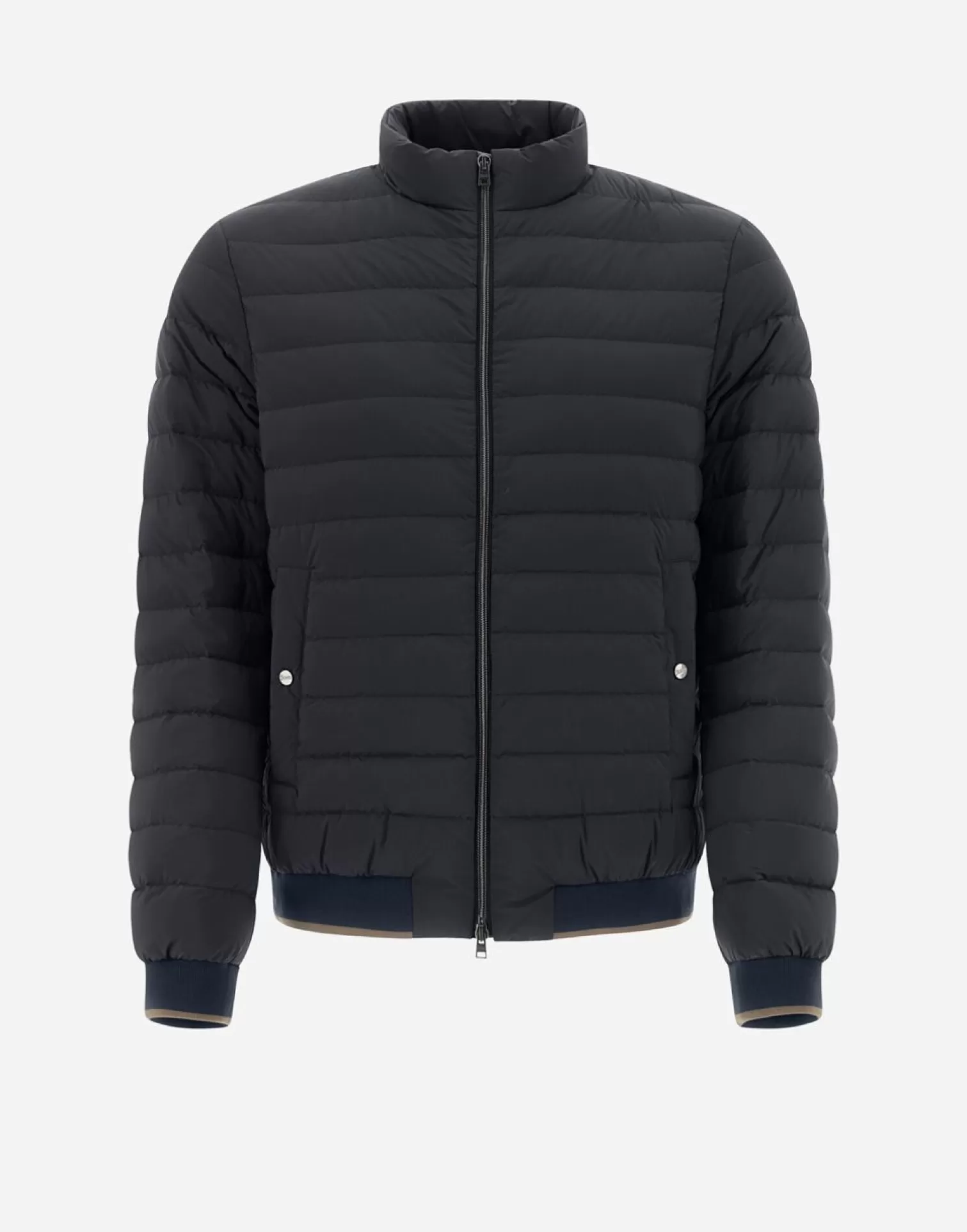 Herno Doudounes Courtes>Bomber Jacket In Nuage With Monogram Detailing Navy Blue