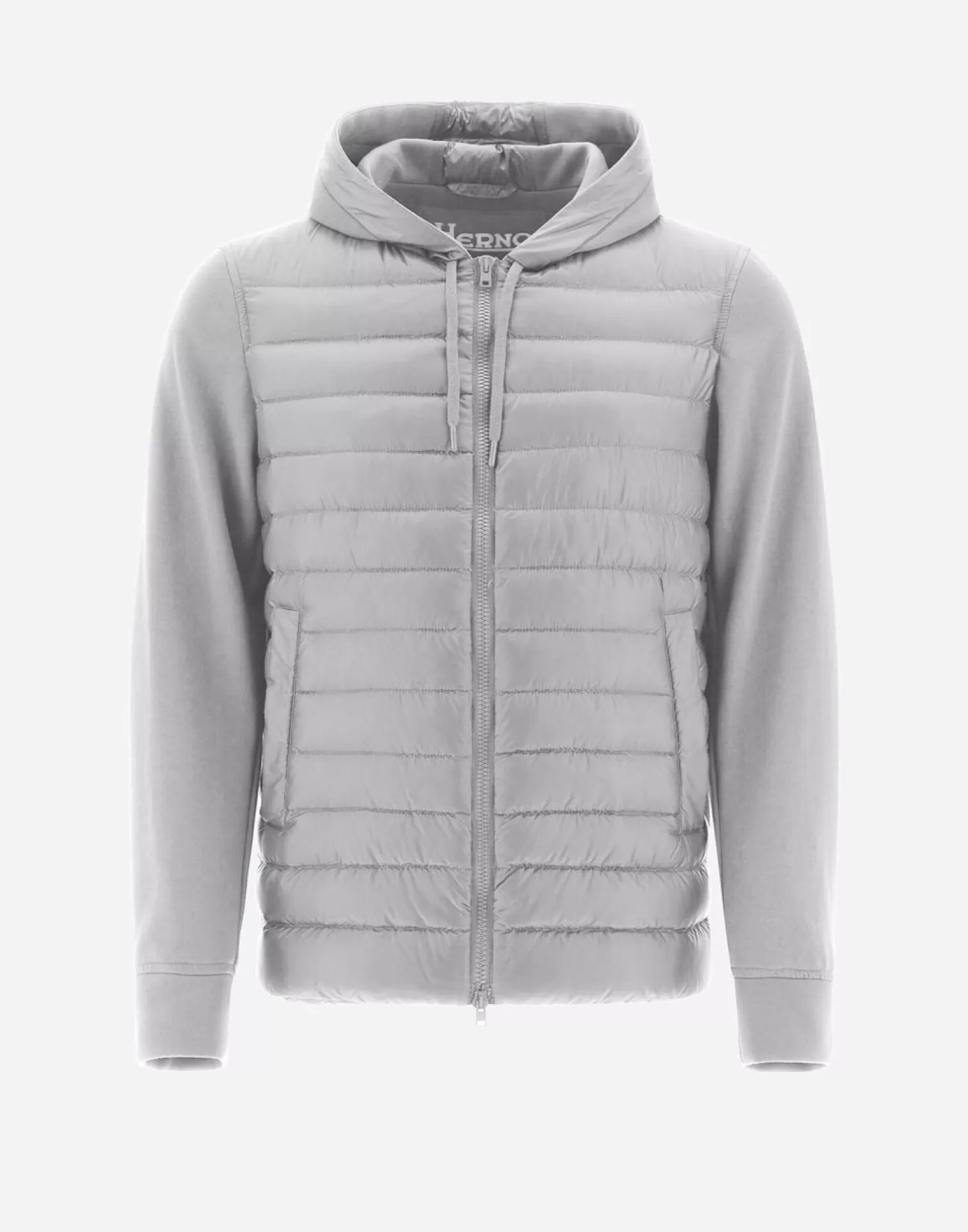 Herno Doudounes Courtes>Bomber Jacket In Nylon Ultralight & Fleece Light Grey