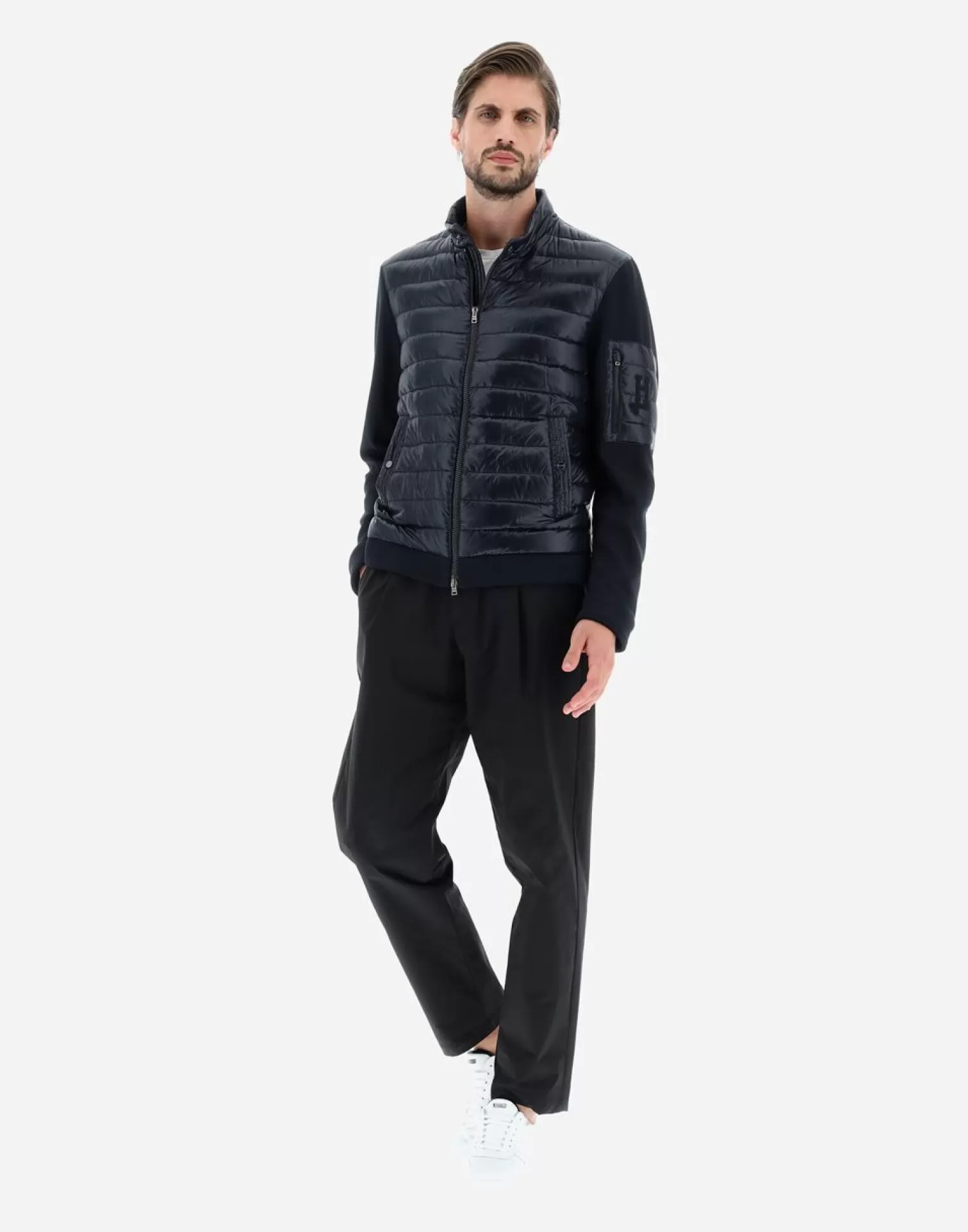 Herno Doudounes Courtes>Bomber Jacket In Nylon Ultralight & Fleece Black