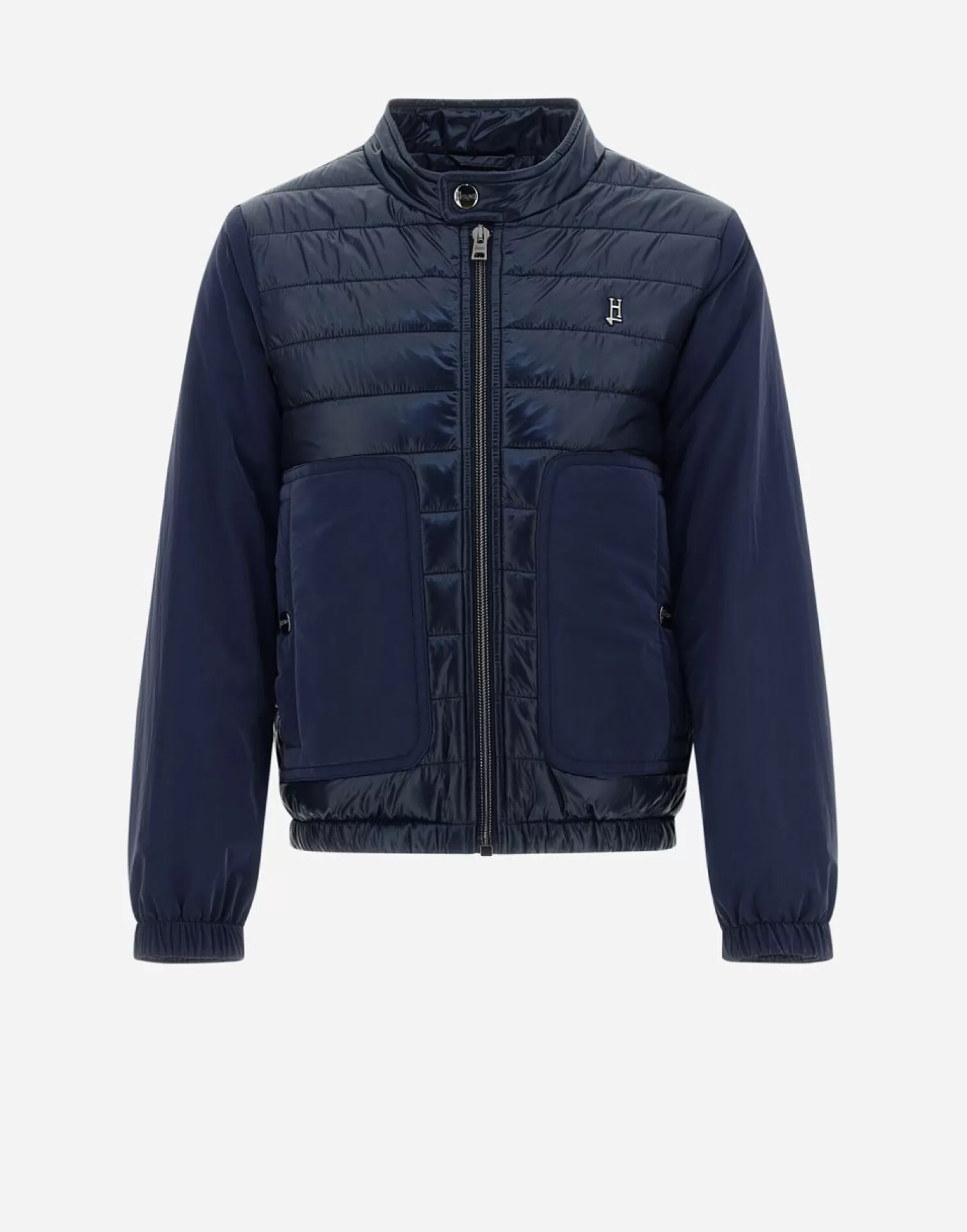 Herno Vêtements>Bomber Jacket In Nylon Ultralight & Mat Glaze Navy Blue