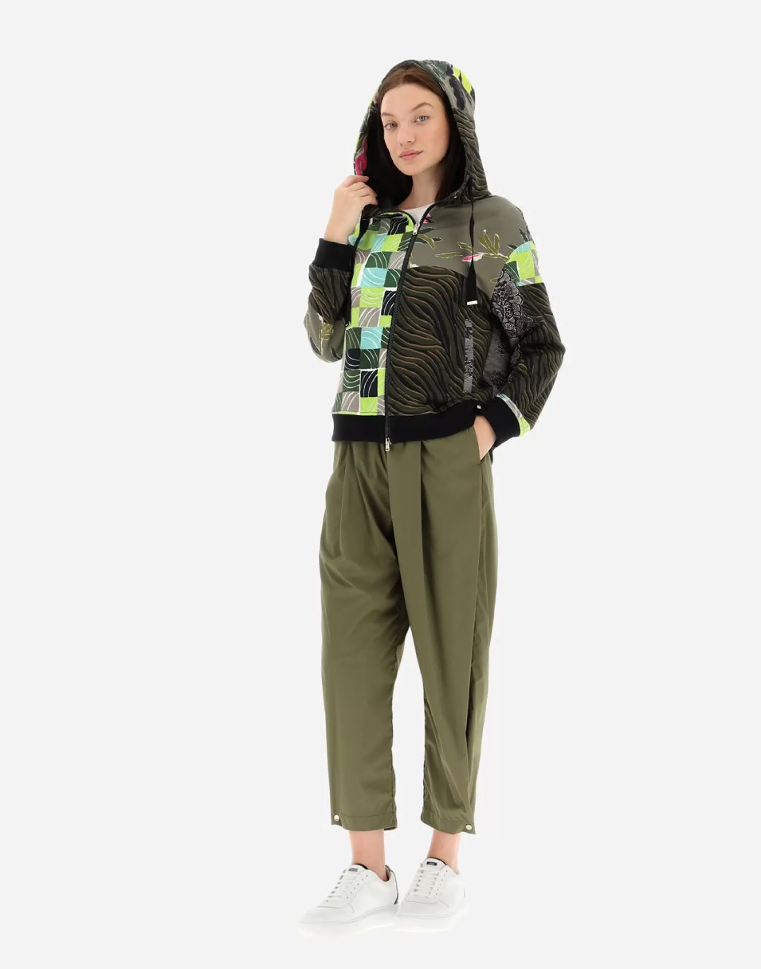 Herno Bomber>Bomber Jacket In Safari Patch Sweater Multicolor