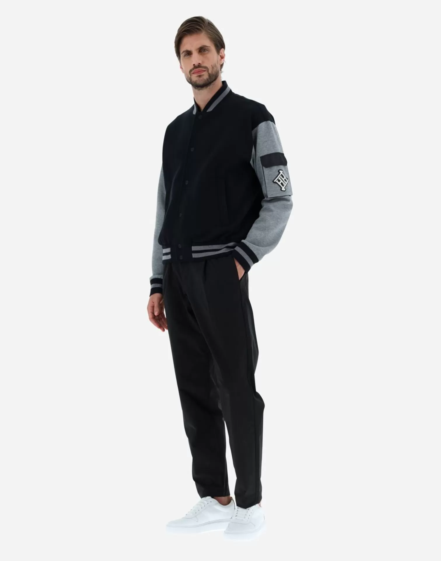 Herno Bomber>Bomber Jacket In Soft Scuba Black