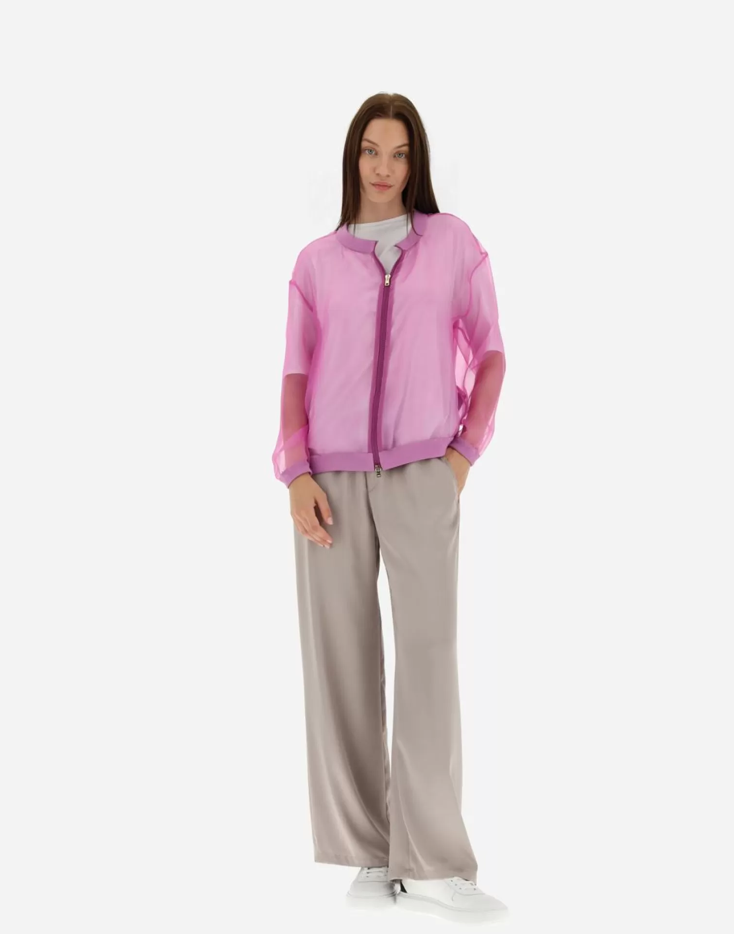 Herno Bomber>Bomber Jacket In Veiled Silk Periwinkle