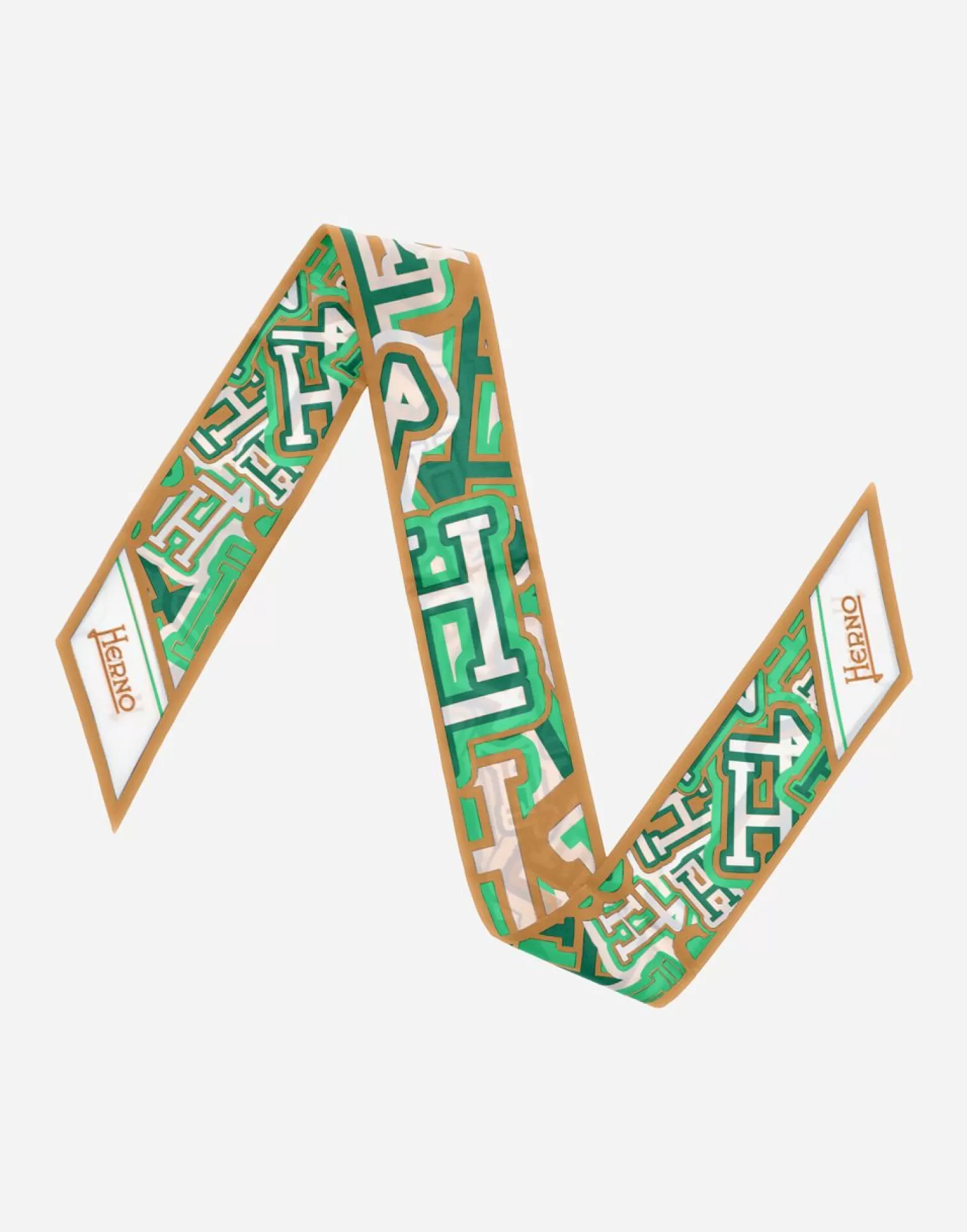 Herno Foulards>Bubble Silk Scarf 6 X 88 Cm Jolly Green/Camel