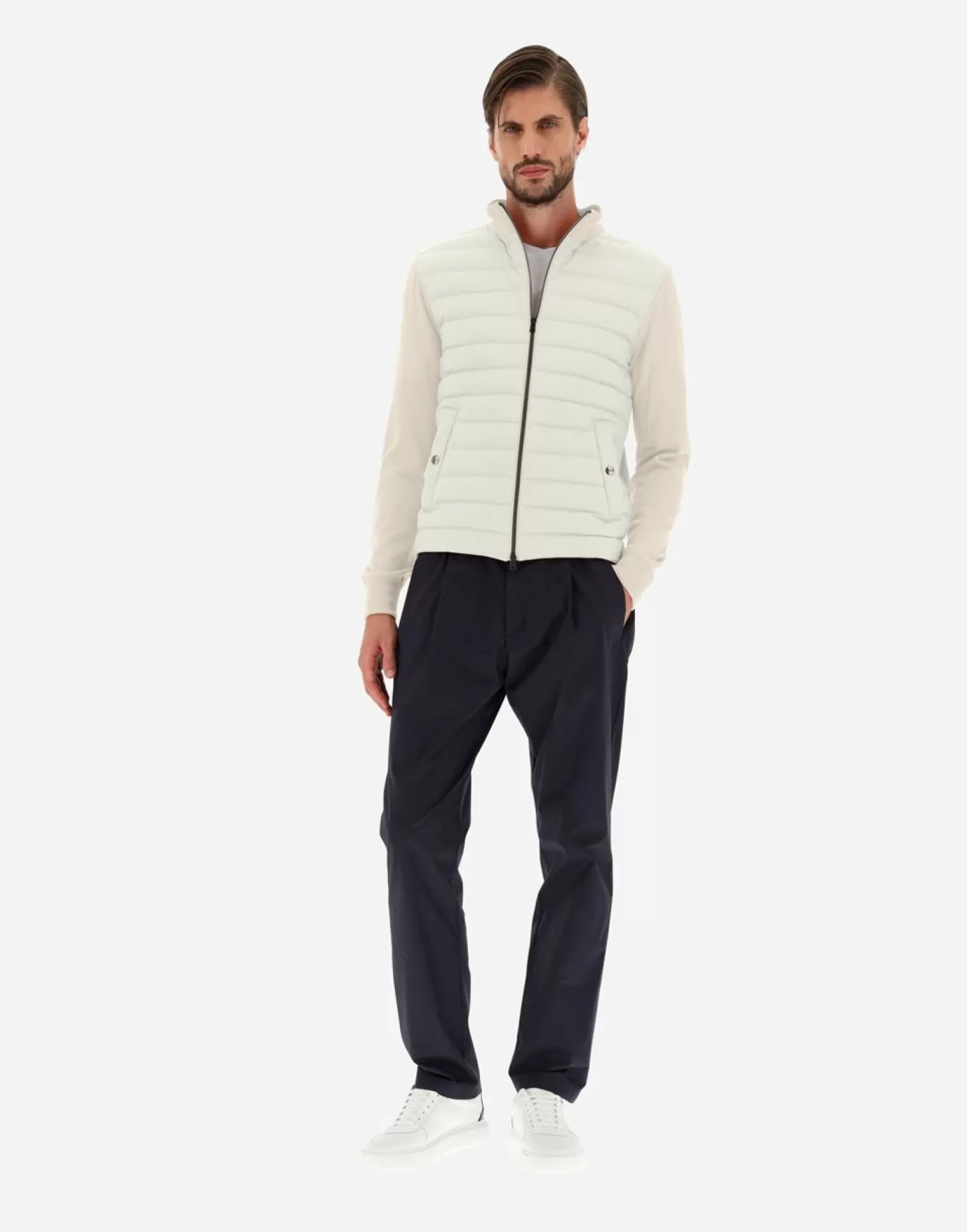 Herno Pulls Et Cardigans>Cardigan In Silk Wool & Nuage Cream