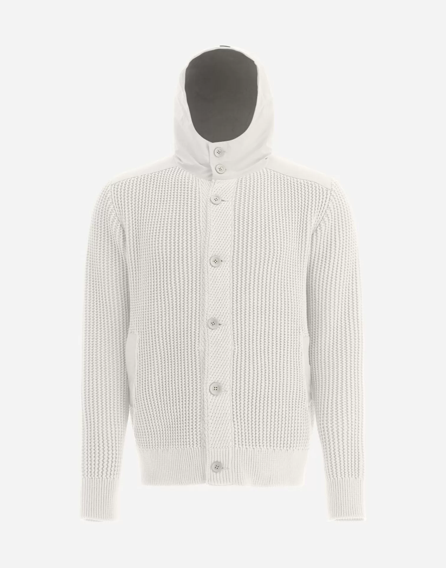 Herno Bomber>Cardigan In Zig-Zag Stitch & Plaster Natural