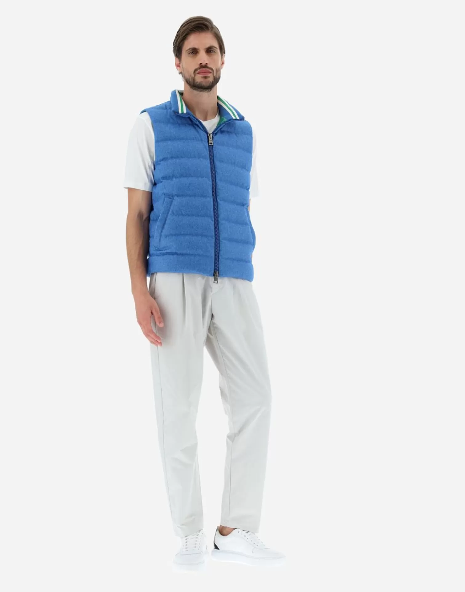 Herno Doudounes Courtes>Cashmere Silk Waistcoat Turquoise