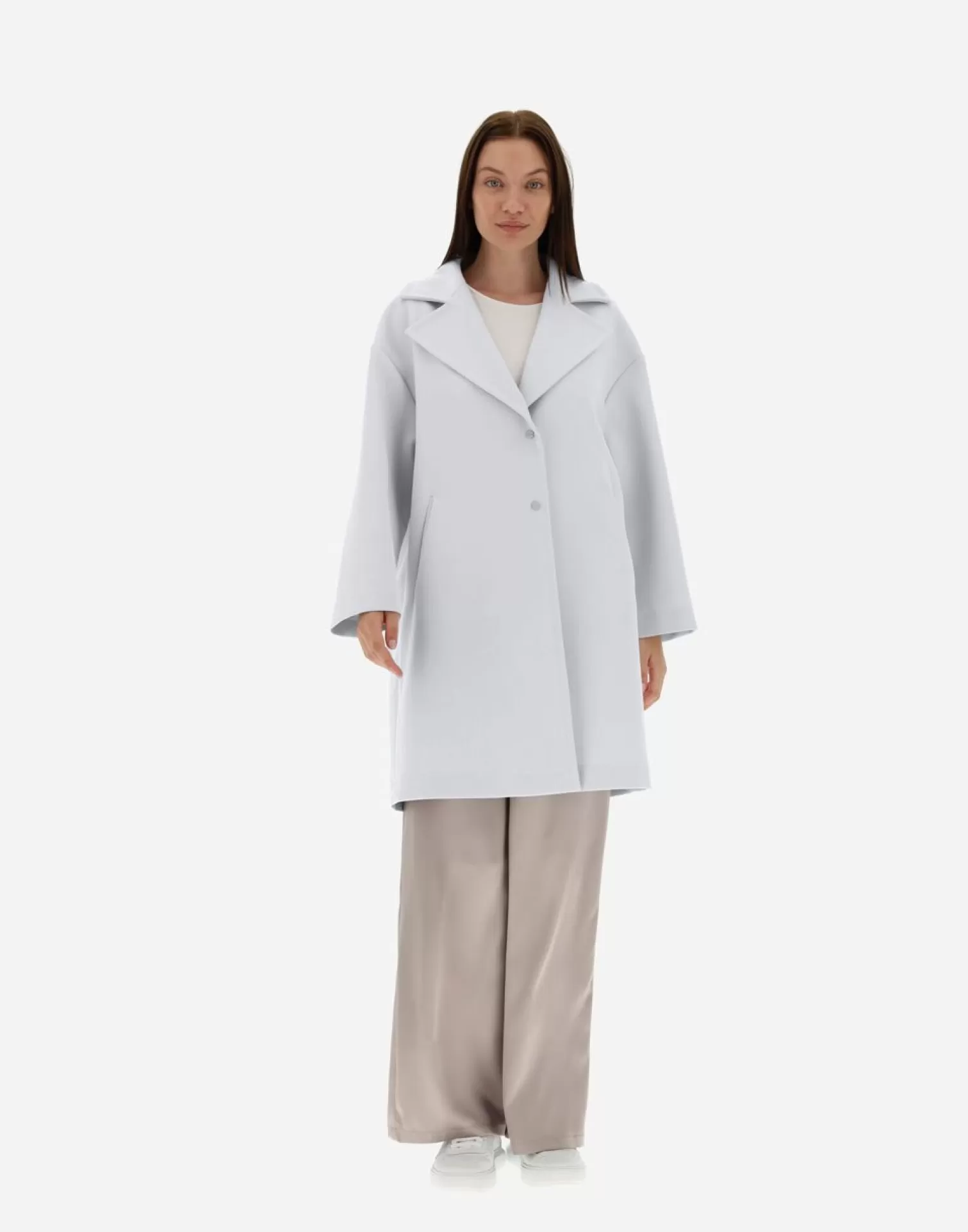 Herno Manteaux Et Trench-Coats>Coat In Luxury Scuba Mastic (Dove Grey)