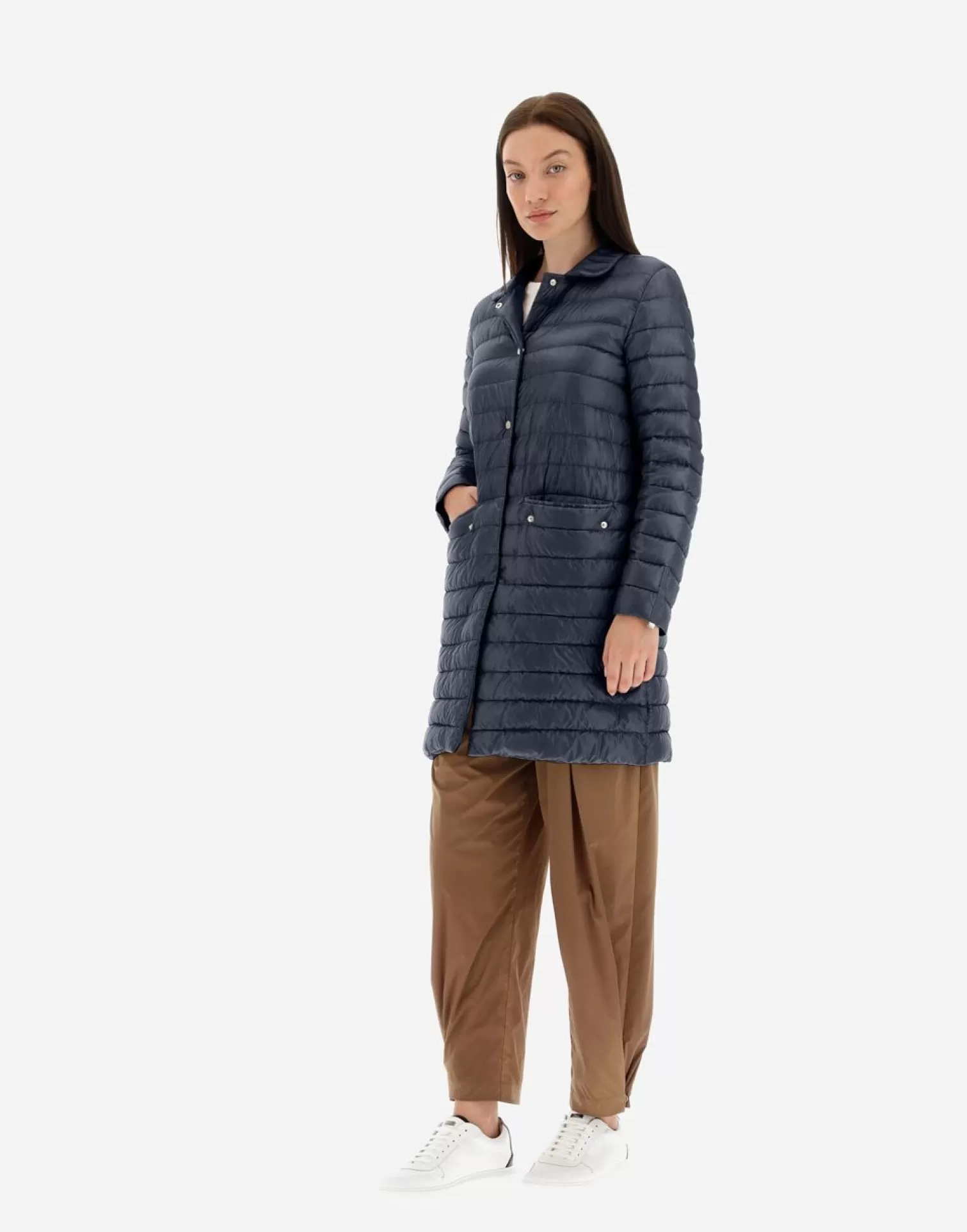 Herno Doudounes Longues>Coat In Nylon Ultralight New Blue