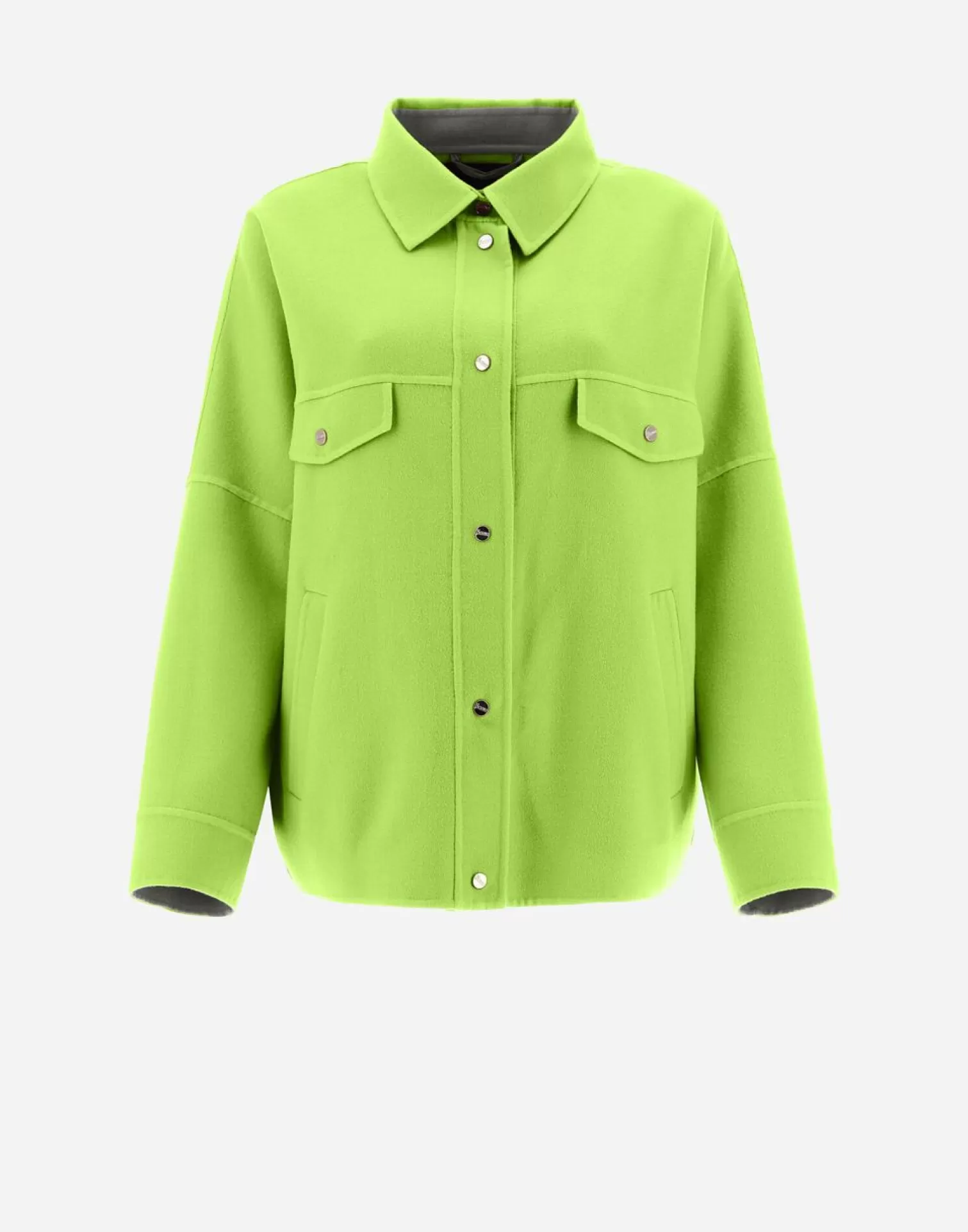 Herno Bomber>Double-Layered Wool Bomber Jacket Neon Yellow/Chantilly