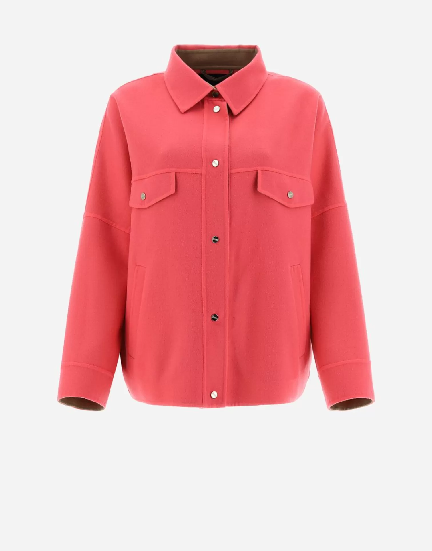 Herno Bomber>Double-Layered Wool Bomber Jacket Neon Pink/Camel