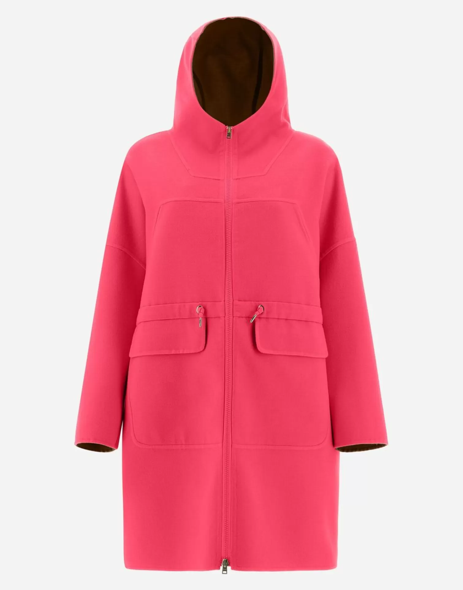 Herno Parkas Et Vestes>Double-Layered Wool Parka Neon Pink/Camel