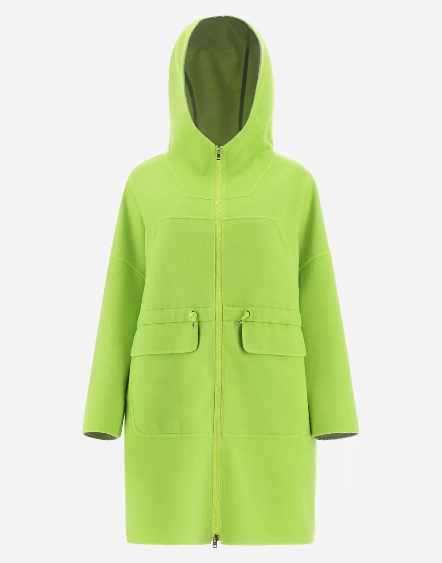 Herno Parkas Et Vestes>Double-Layered Wool Parka Neon Yellow/Chantilly