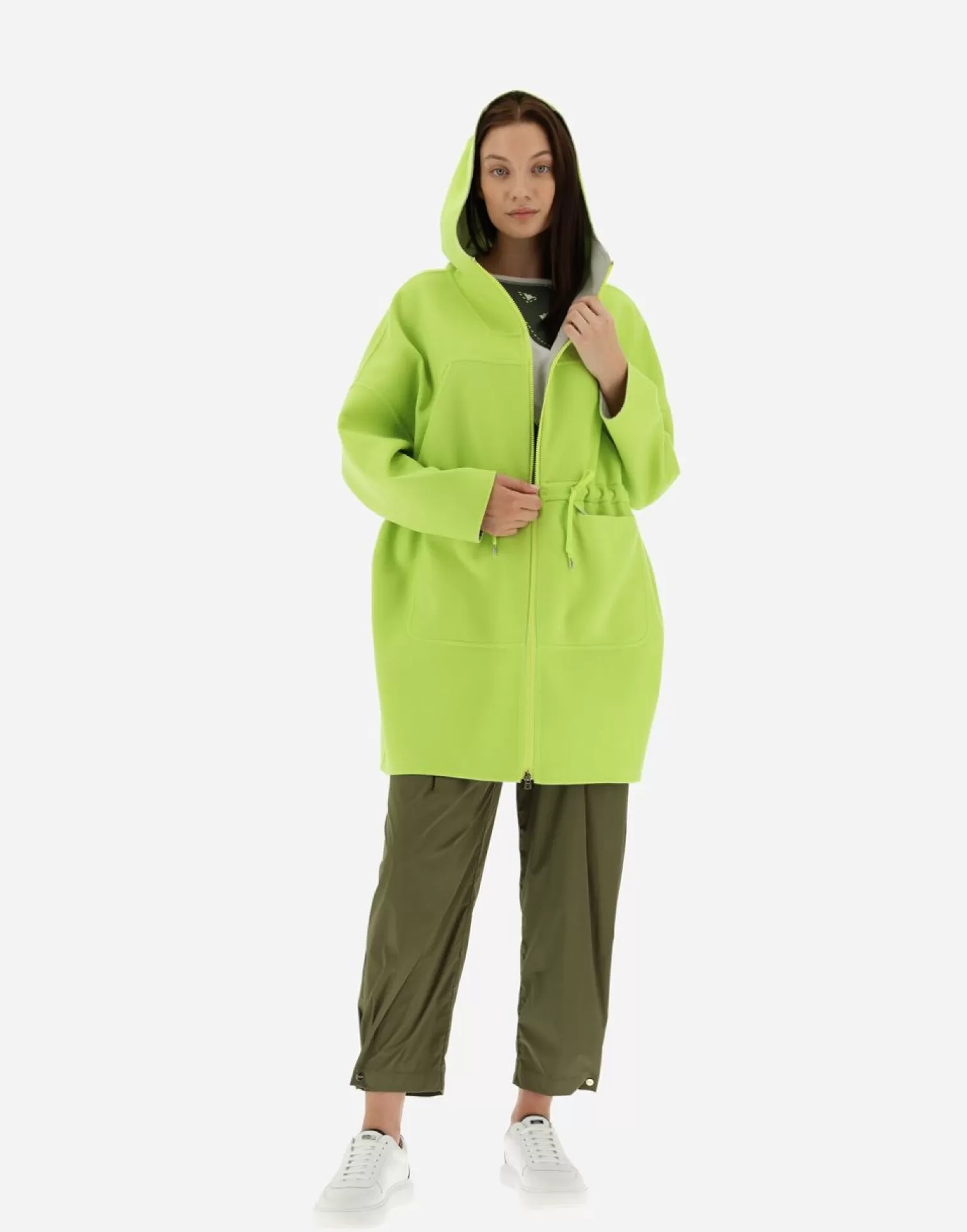 Herno Parkas Et Vestes>Double-Layered Wool Parka Neon Yellow/Chantilly