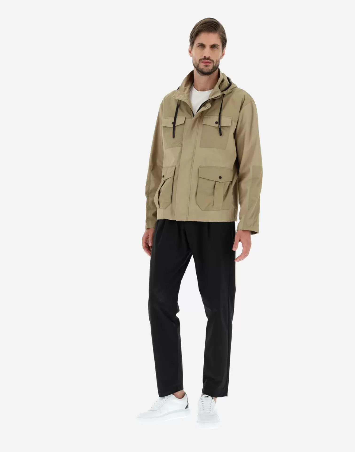 Herno Vestes Militaires>Field Jacket In Delon & Ultralight Crease Sand