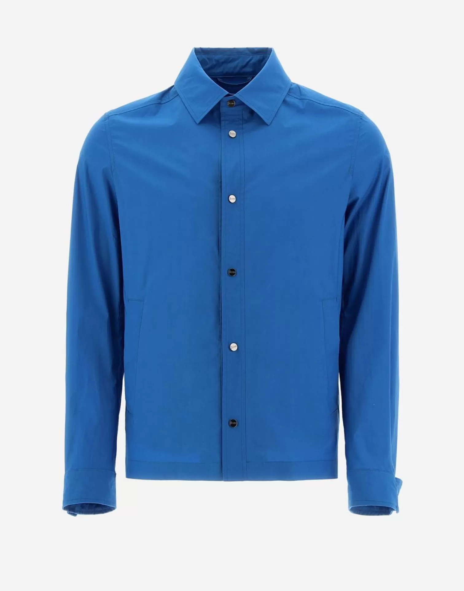 Herno Chemises>Field Jacket In Light Cotton Stretch Turquoise