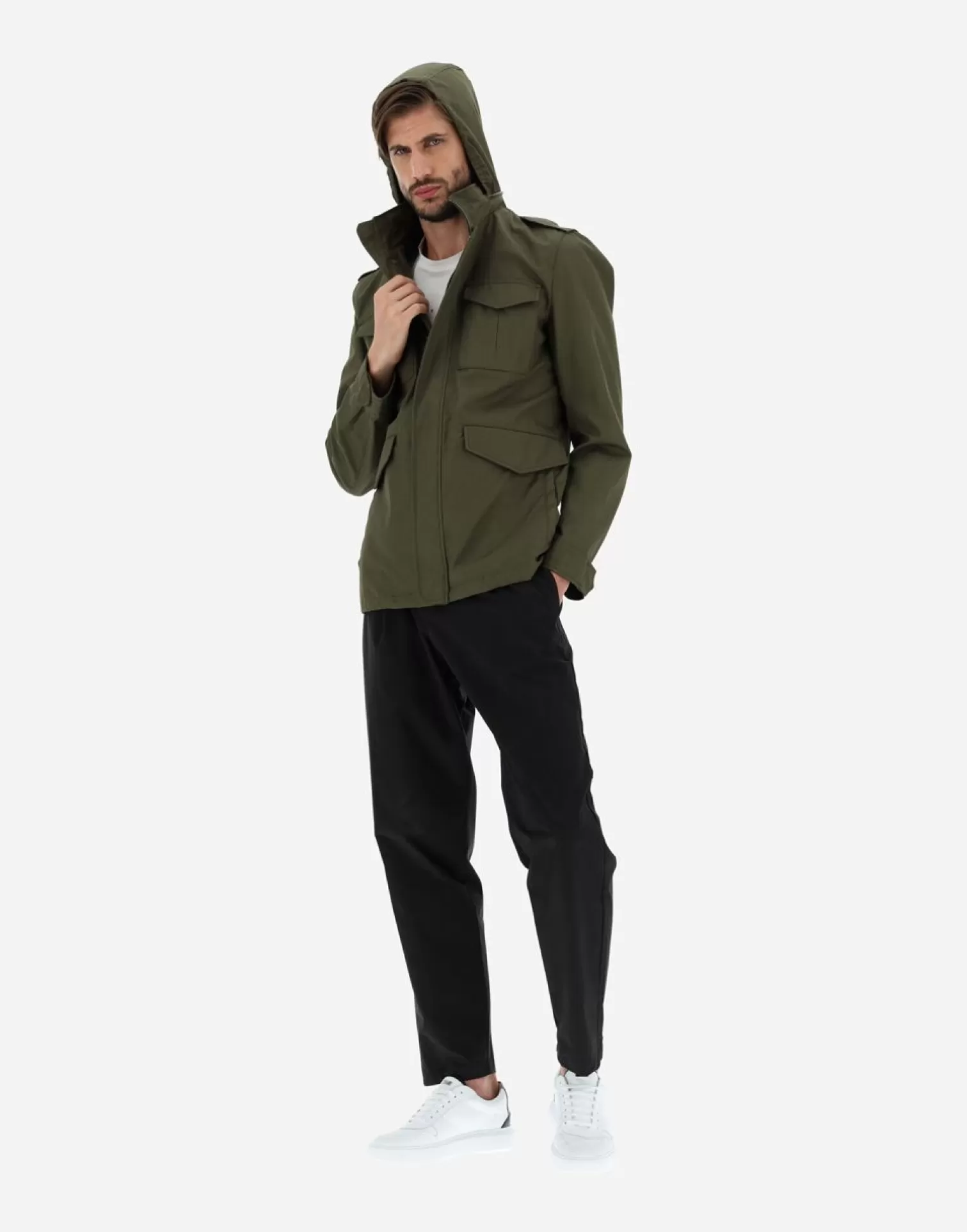 Herno Vestes Militaires>Field Jacket In Light Cotton Stretch Light Military