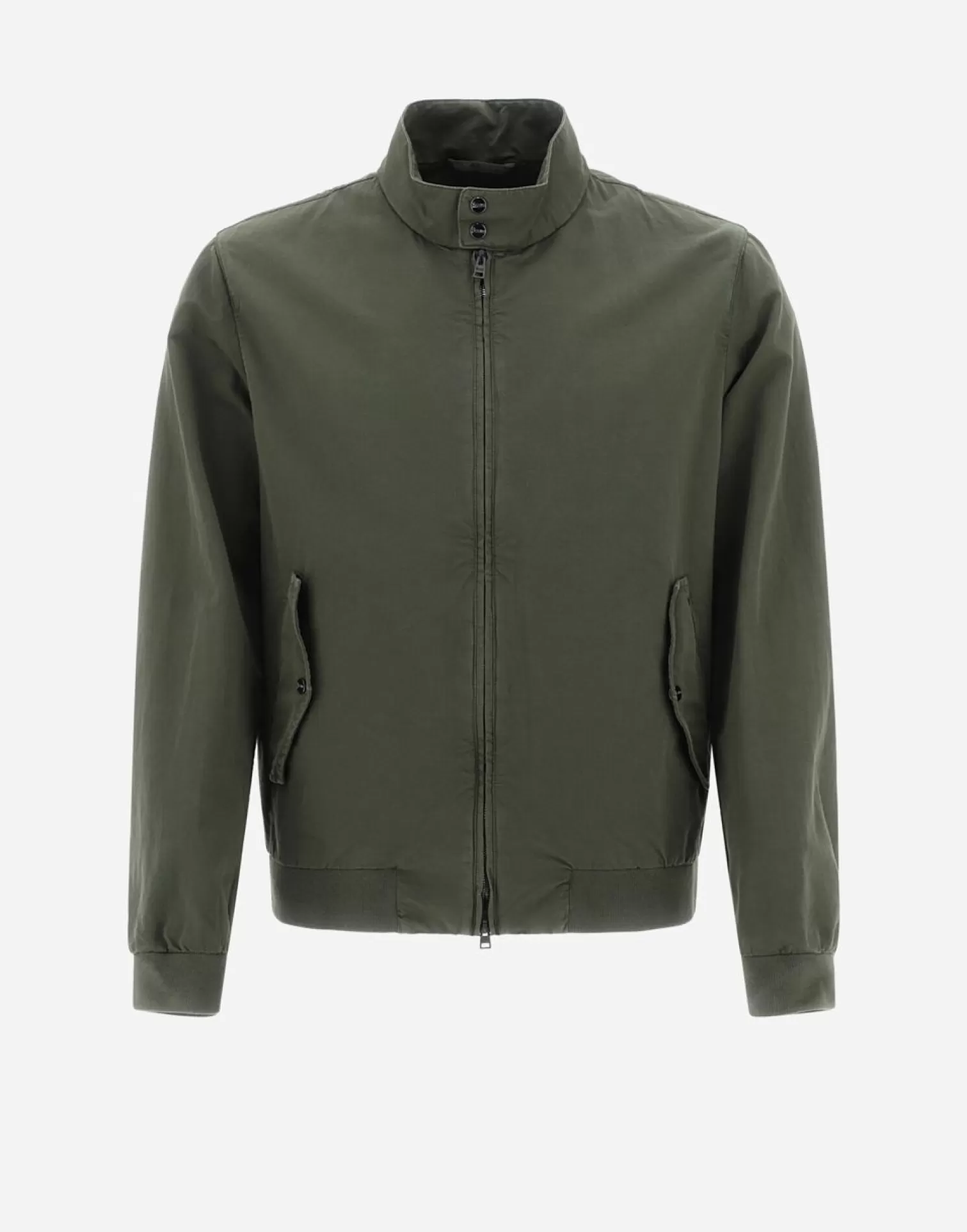 Herno Bomber>Garment-Dyed Linen & Cotton Bomber Jacket Light Military