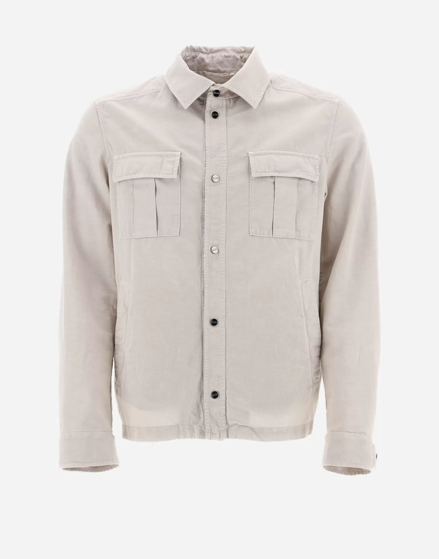 Herno Chemises>Garment-Dyed Linen & Cotton Shirt Natural