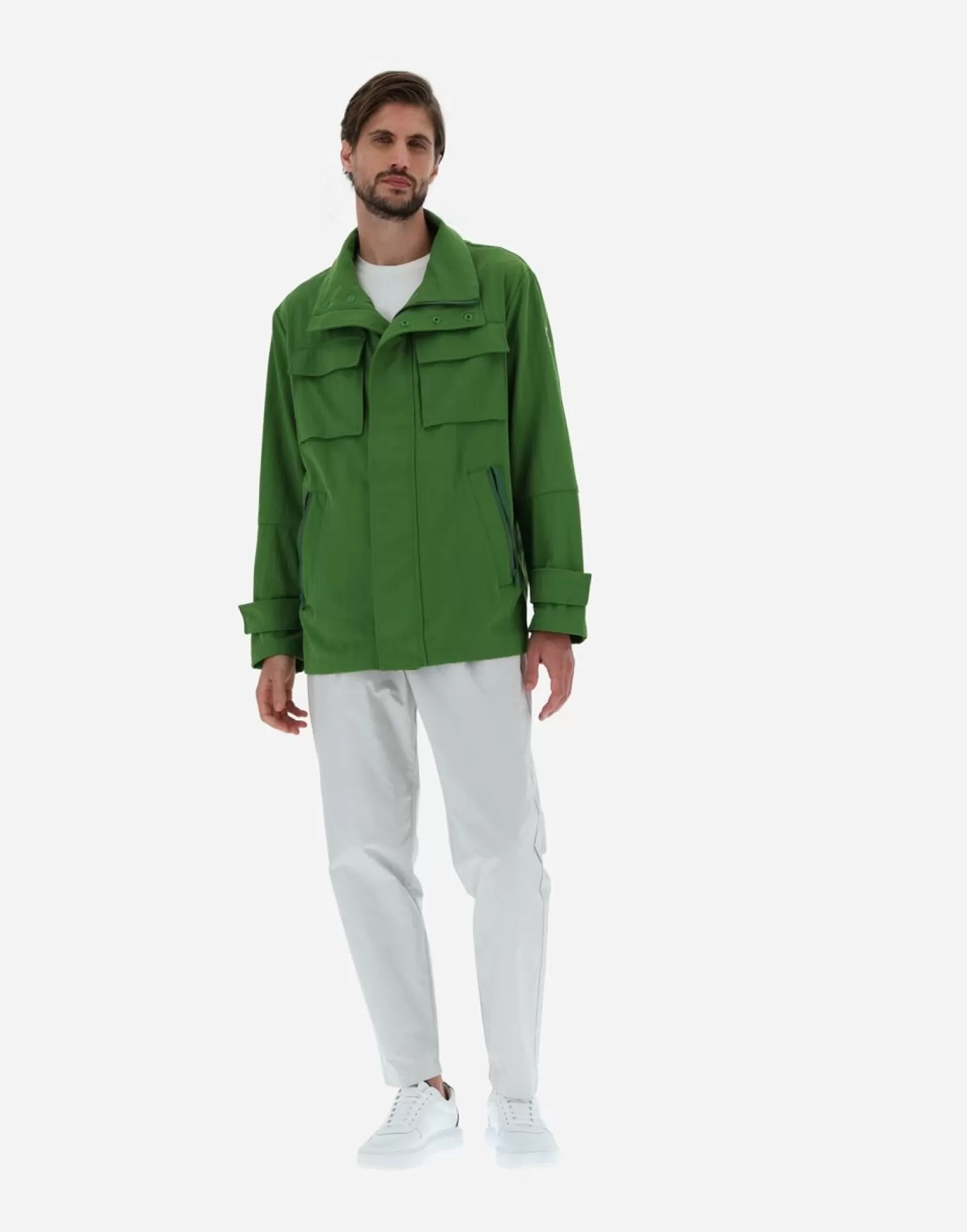 Herno Parkas Et Vestes>Globe Jacket In Recycled Twill Garden Green