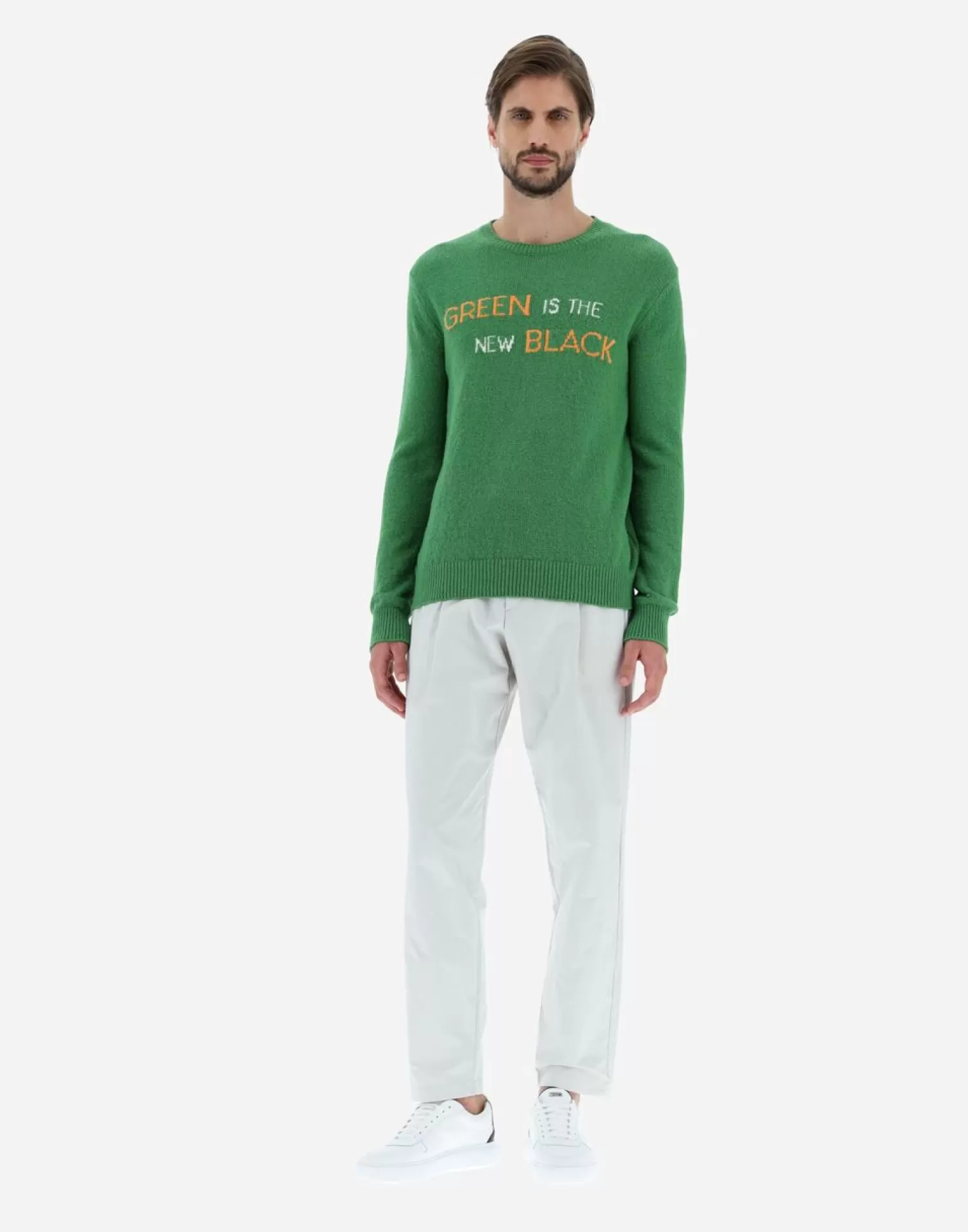 Herno Pulls Et Cardigans>Globe Sweater In Organic Cotton Boucle Garden Green