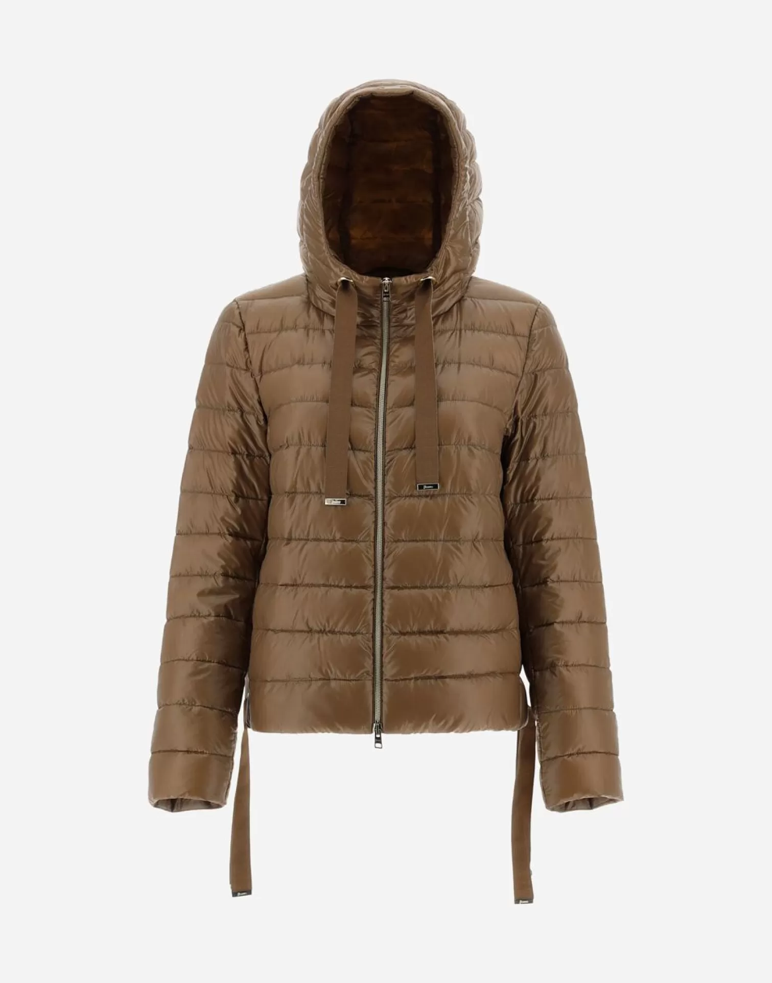 Herno Doudounes Courtes>Hooded Bomber Jacket In Nylon Ultralight Camel