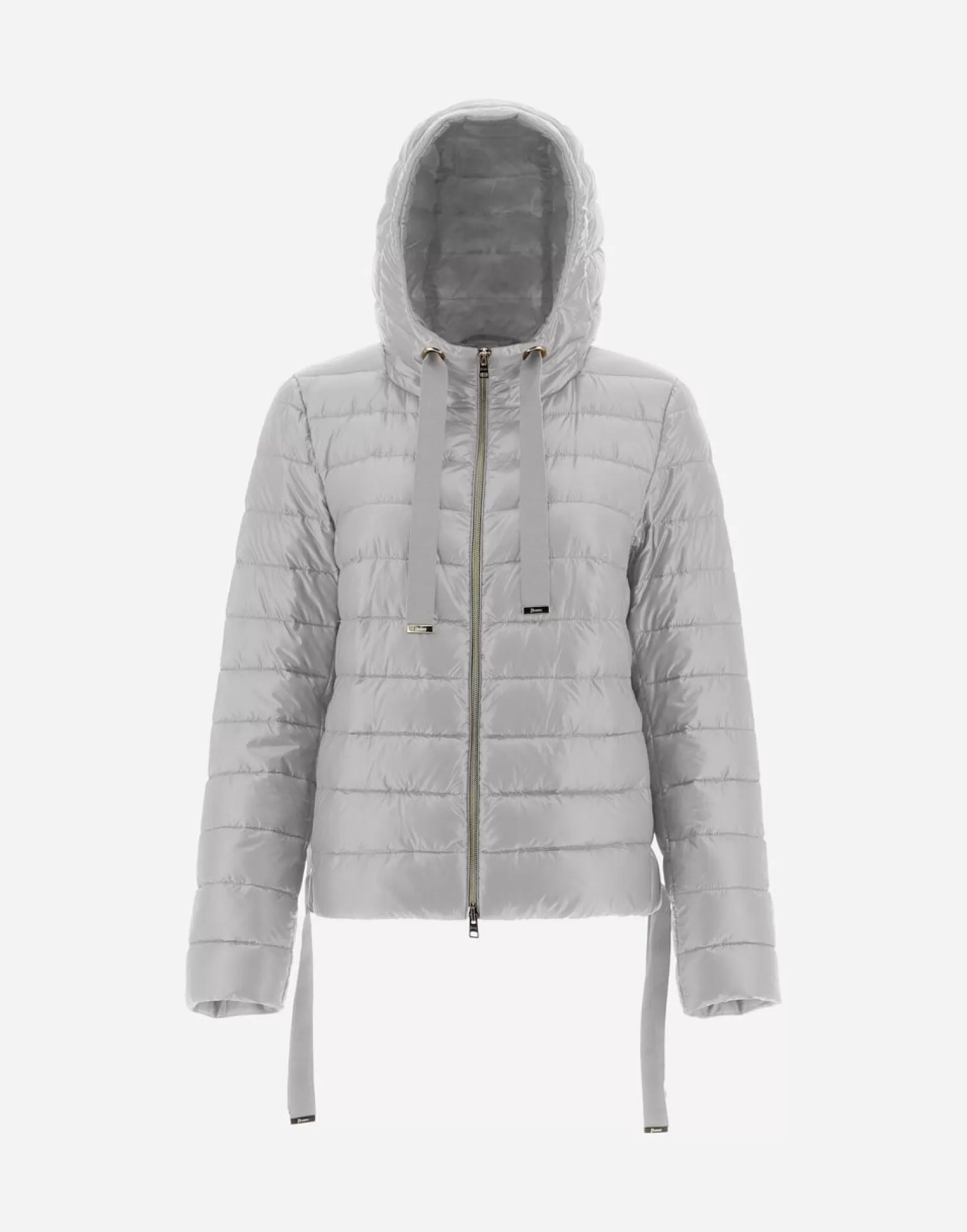 Herno Doudounes Courtes>Hooded Bomber Jacket In Nylon Ultralight Light Grey