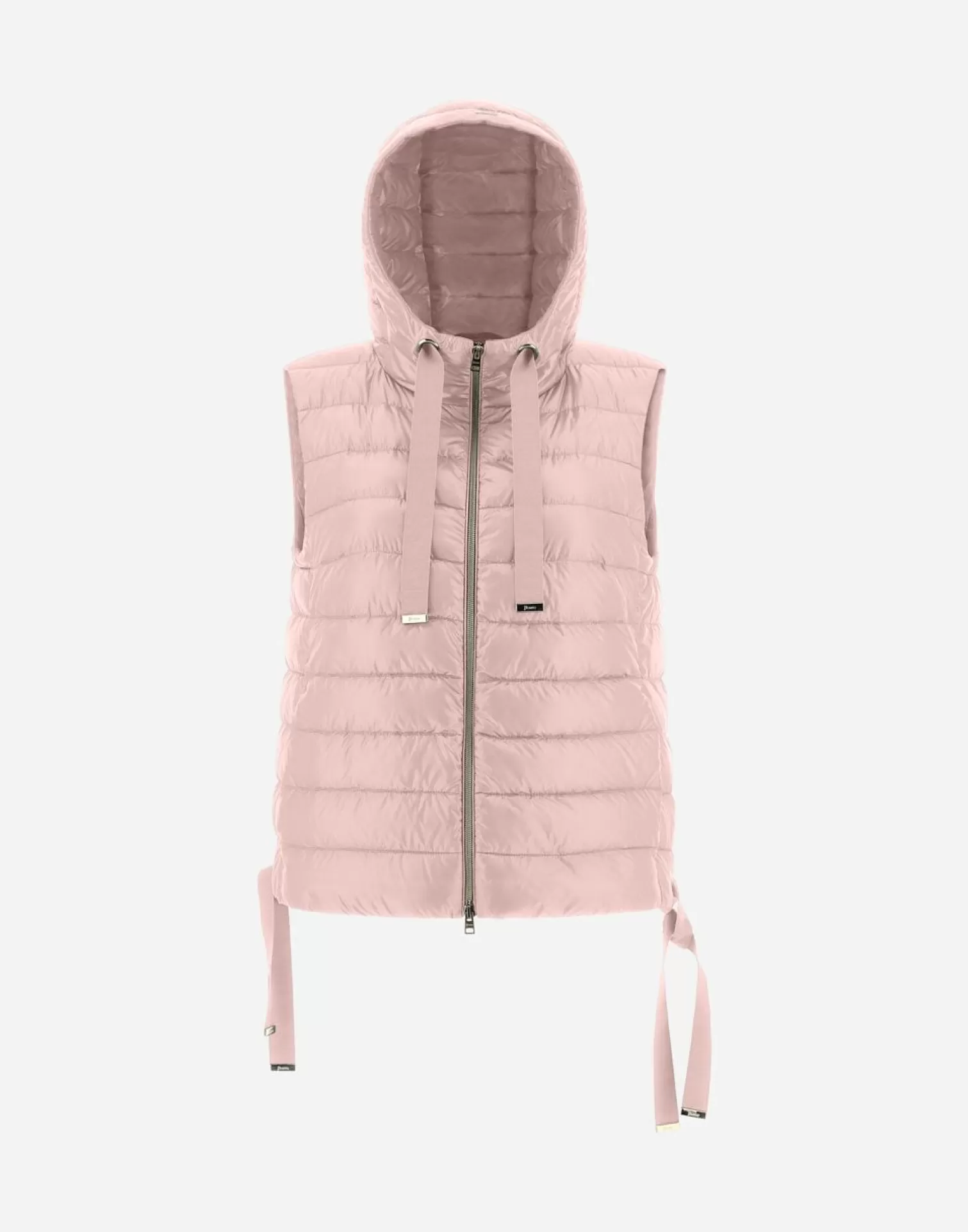 Herno Doudounes Courtes>Hooded Waistcoat In Nylon Ultralight Pink