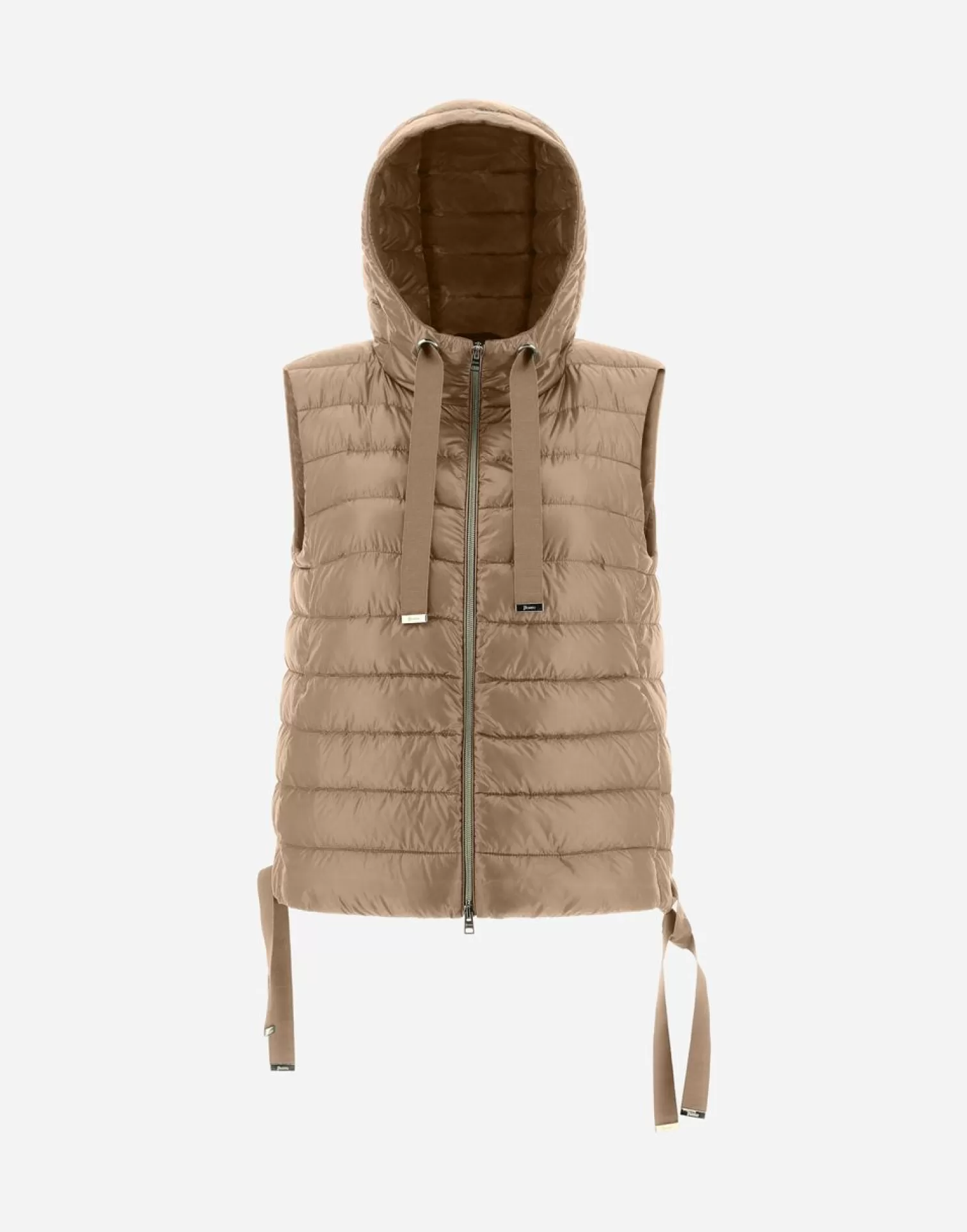 Herno Doudounes Courtes>Hooded Waistcoat In Nylon Ultralight Camel