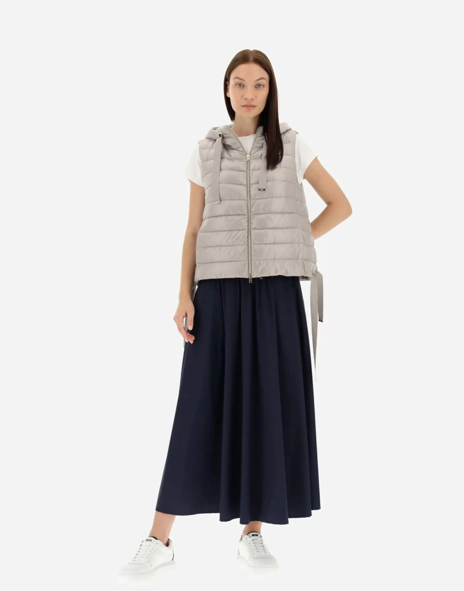 Herno Doudounes Courtes>Hooded Waistcoat In Nylon Ultralight Chantilly