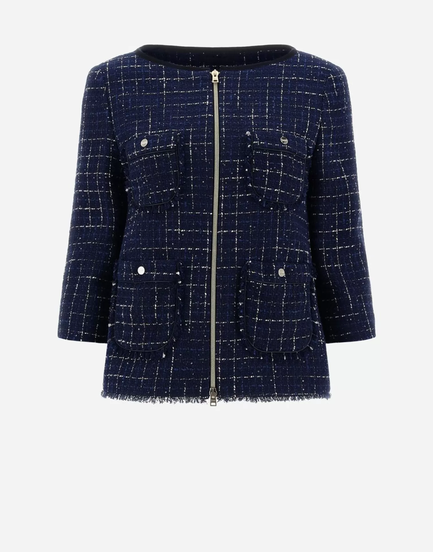 Herno Parkas Et Vestes>Jacket In Casual Tweed New Blue