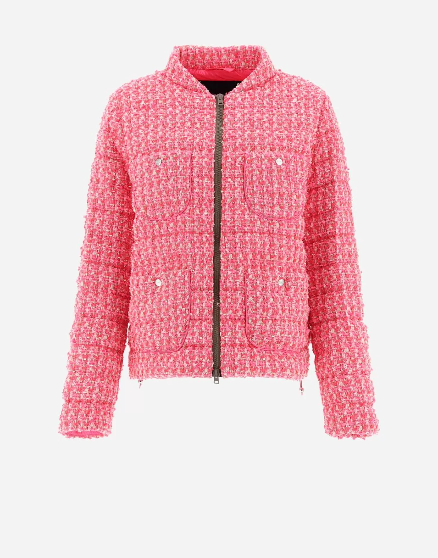 Herno Doudounes Courtes>Jacket In Fashion Boucle' Camel/Neon Pink