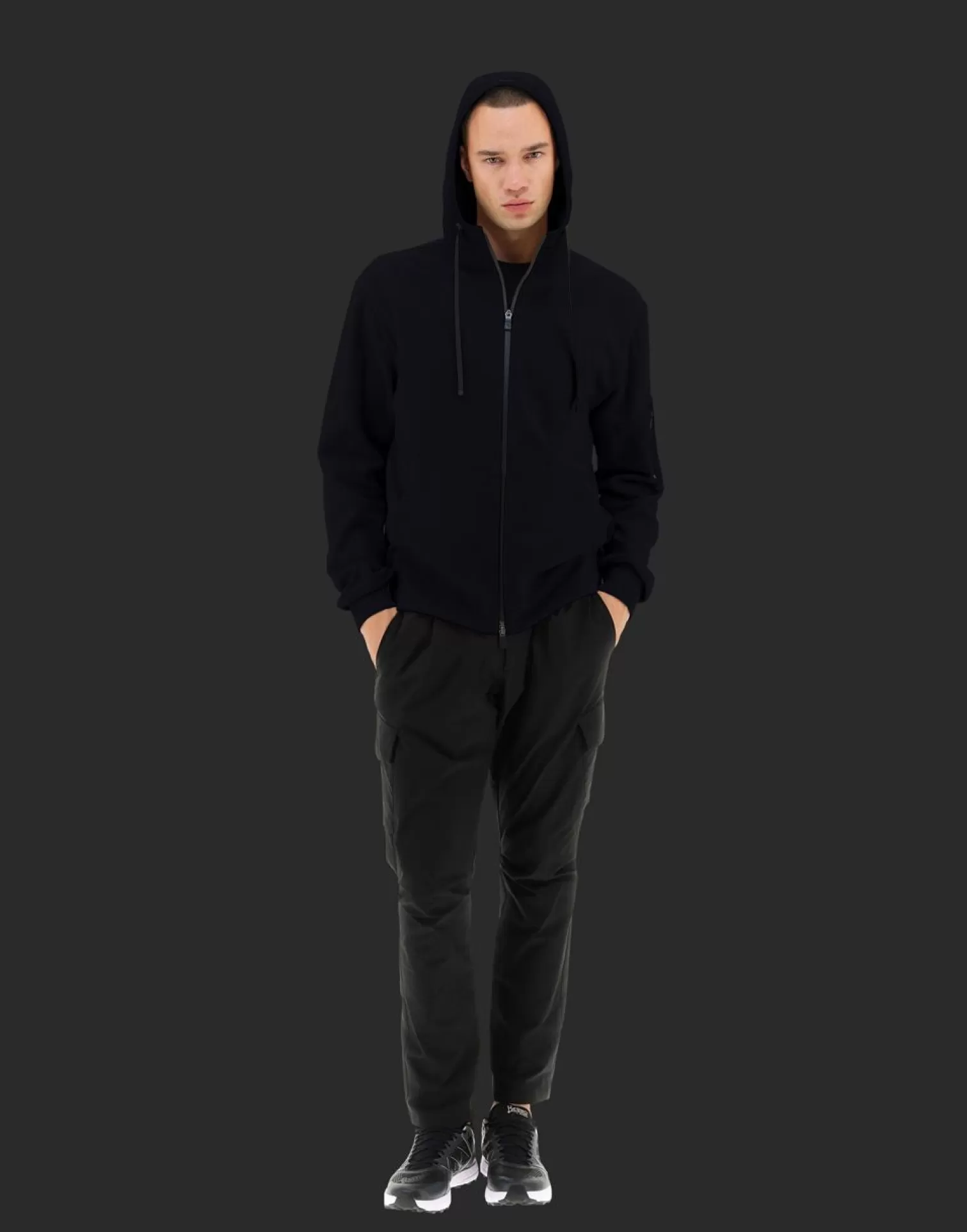 Herno Bomber>Laminar Bomber Jacket In Cotton Sweater And Light Opalescent Fabric Black