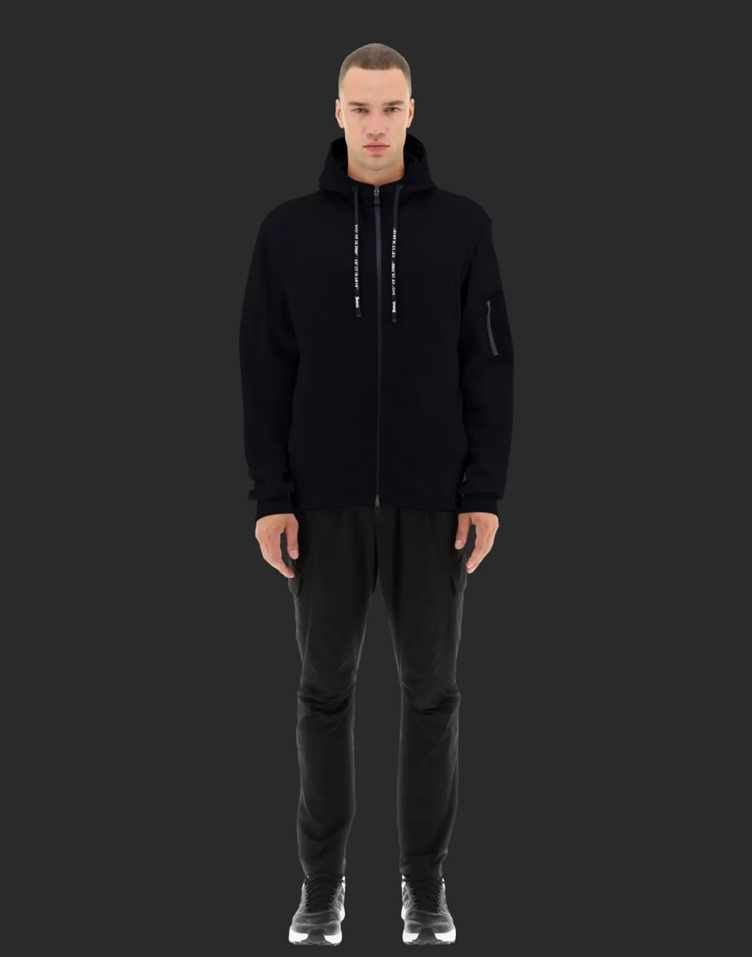 Herno Bomber>Laminar Bomber Jacket In Cotton Sweater And Light Opalescent Fabric Black
