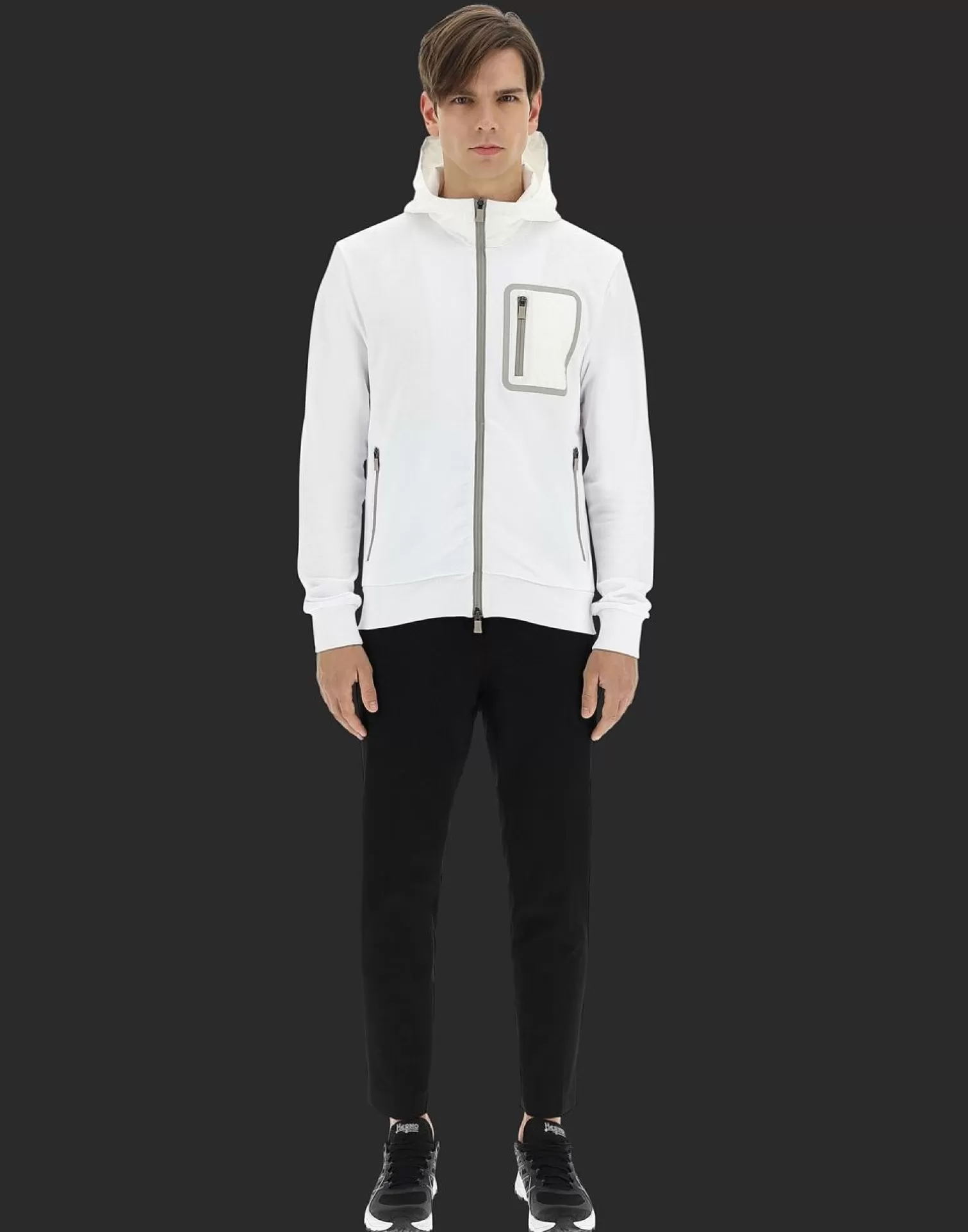 Herno Bomber>Laminar Cotton Sweater Bomber White