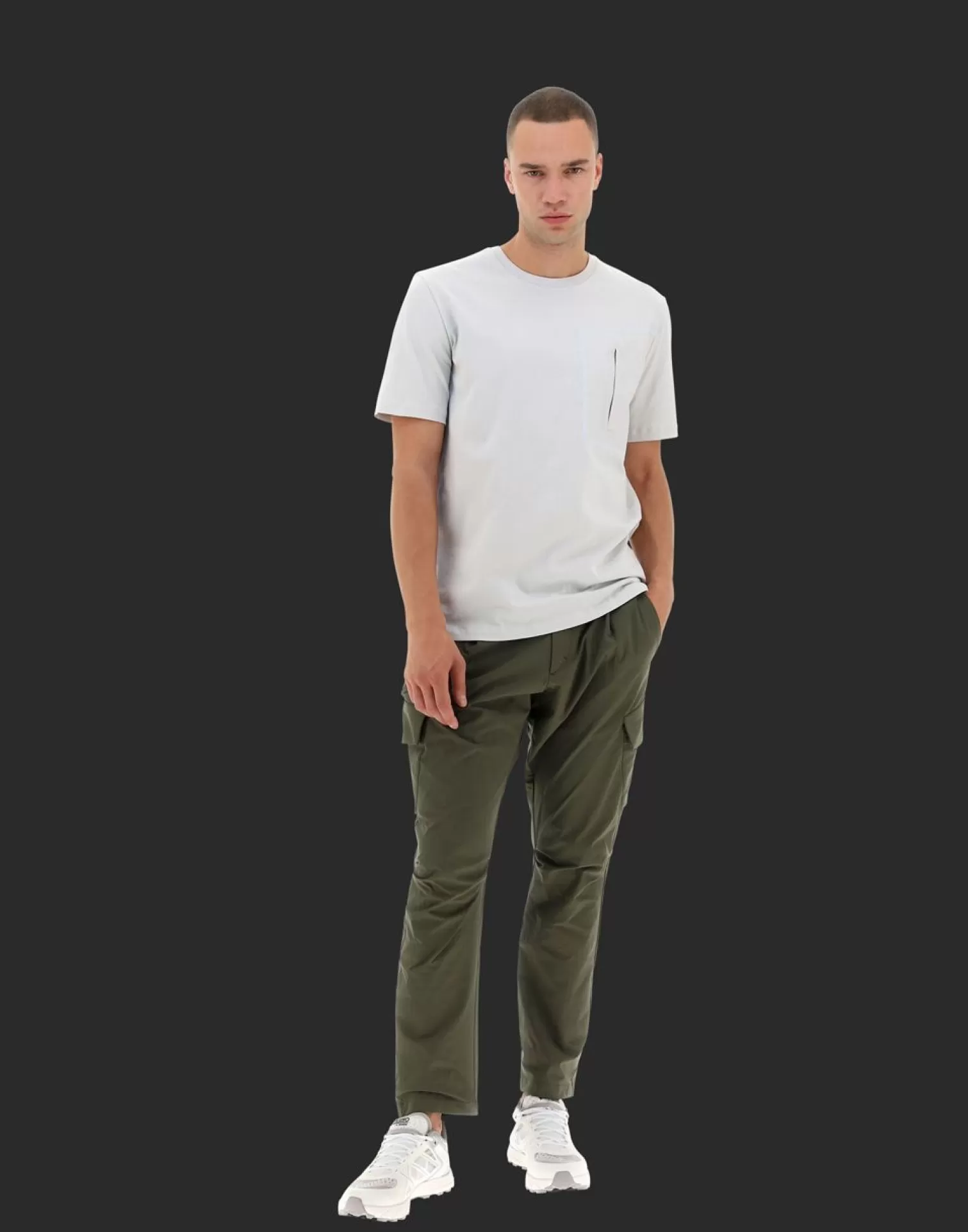 Herno T-Shirts Et Polos>Laminar T-Shirt With Pocket In Compact Jersey With Nylon Details Ice