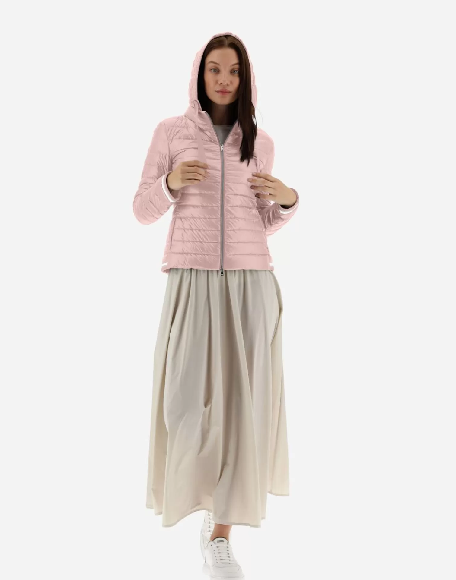 Herno Bomber>Nylon Ultralight Bomber With Lurex Sweater Pink