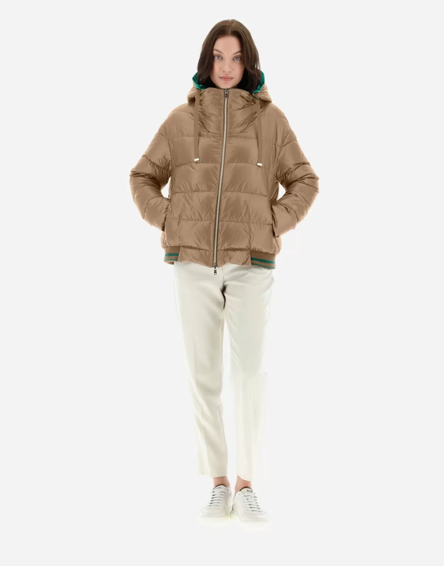 Herno Doudounes Courtes>Nylon Ultralight Reversible New Techno Taffeta Bomber Camel