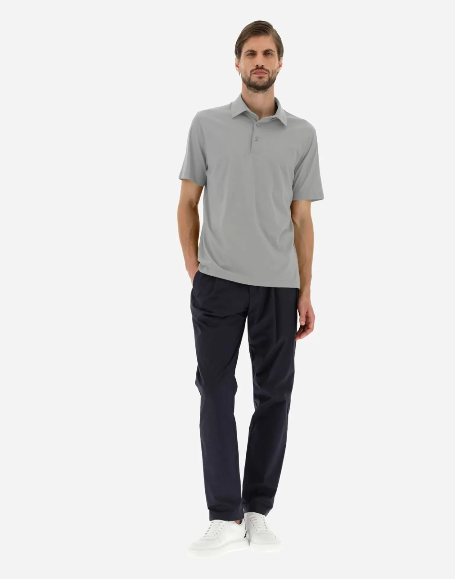 Herno T-Shirts Et Polos>Polo Shirt In Crepe Jersey Grey