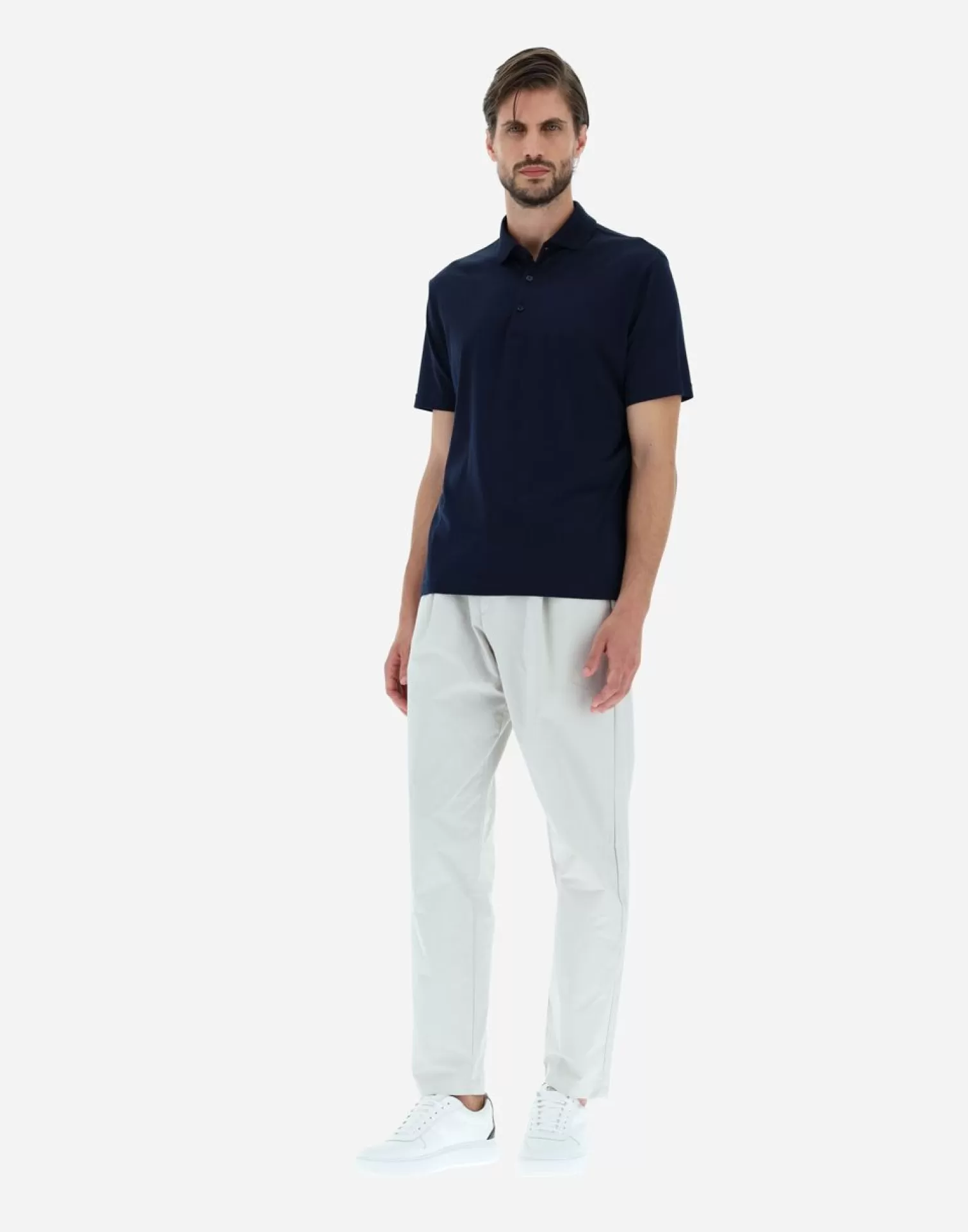 Herno T-Shirts Et Polos>Polo Shirt In Silk Jersey Blue