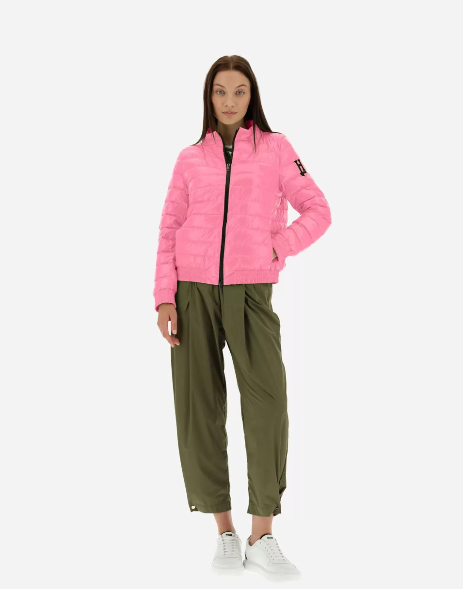 Herno Doudounes Courtes>Quilted Bomber Jacket In Gloss Neon Pink