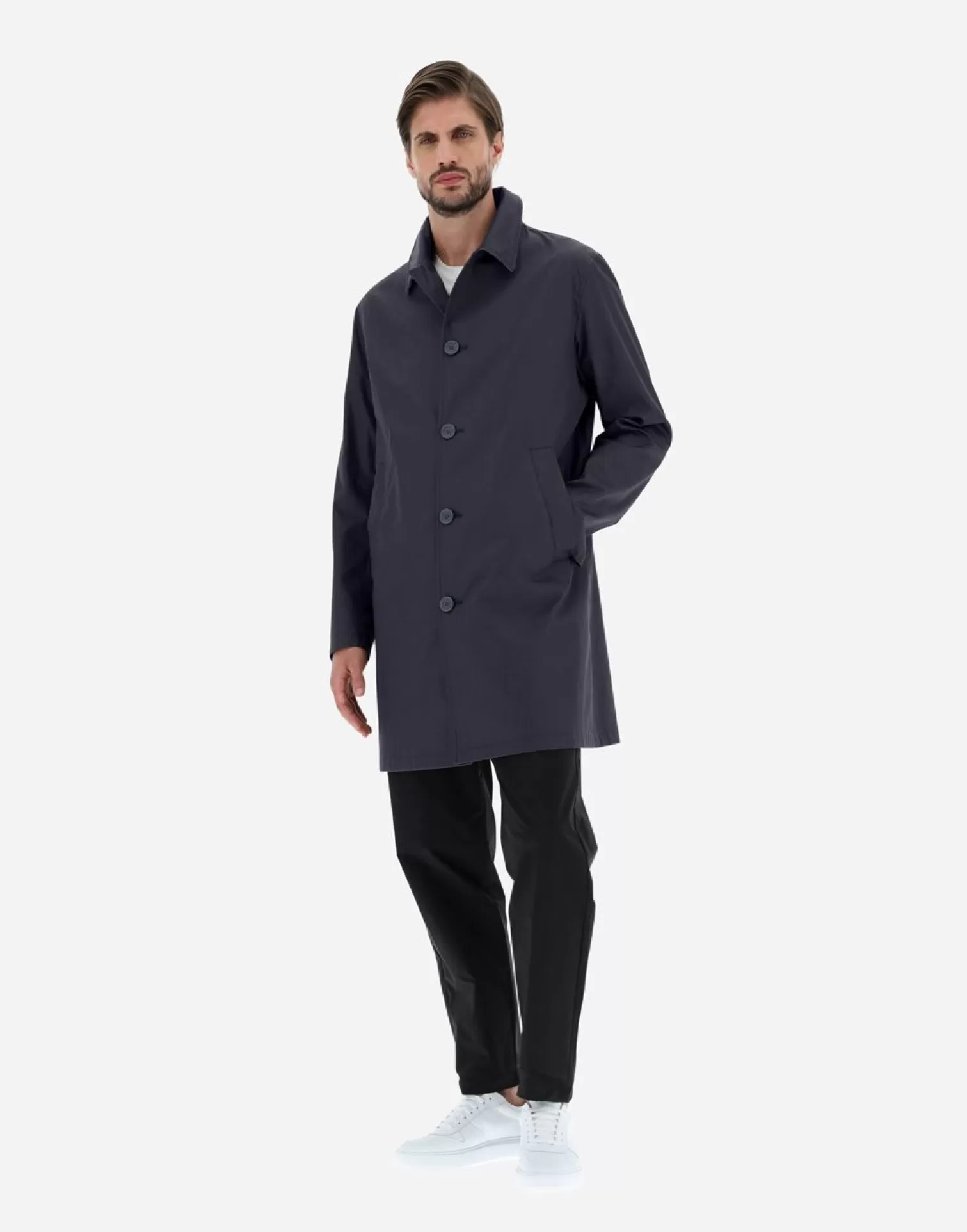 Herno Imperméables>Raincoat In Delon & Monogram Navy Blue