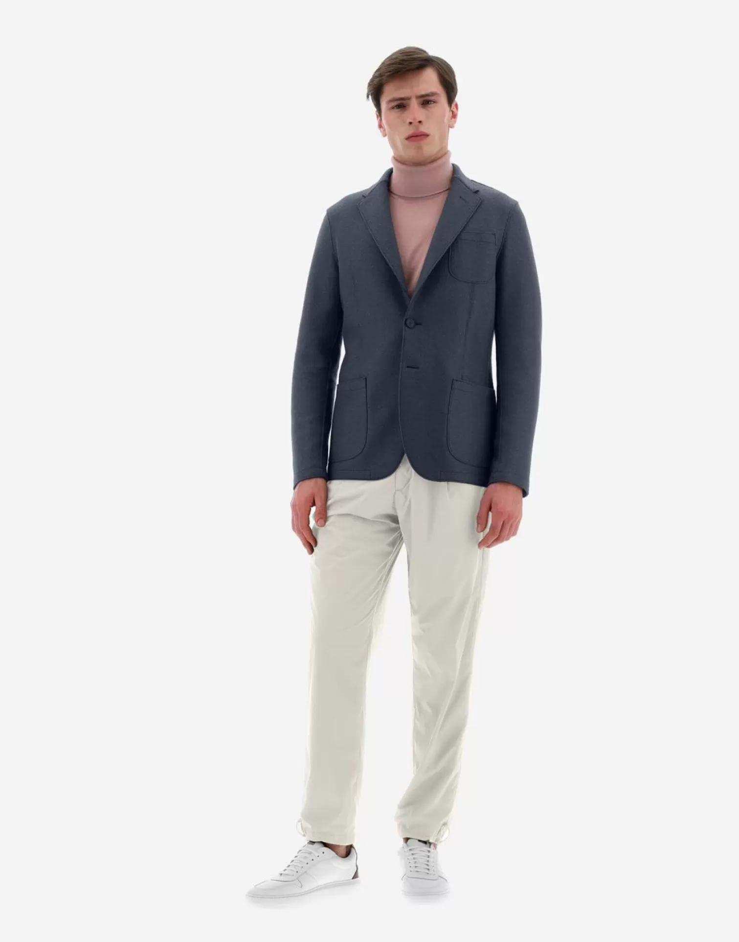 Herno Blazers>Resort Blazer In Light Boiled Wool Resort Blue