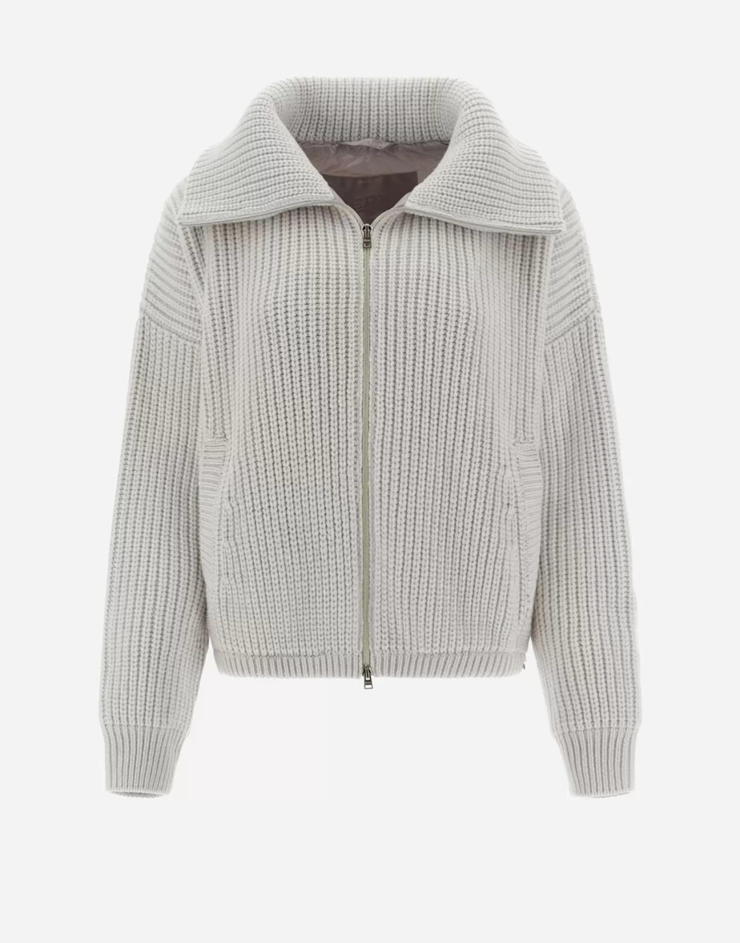 Herno Bomber>Resort Bomber Jacket In Eternity Brioche Knit Mastic (Dove Grey)